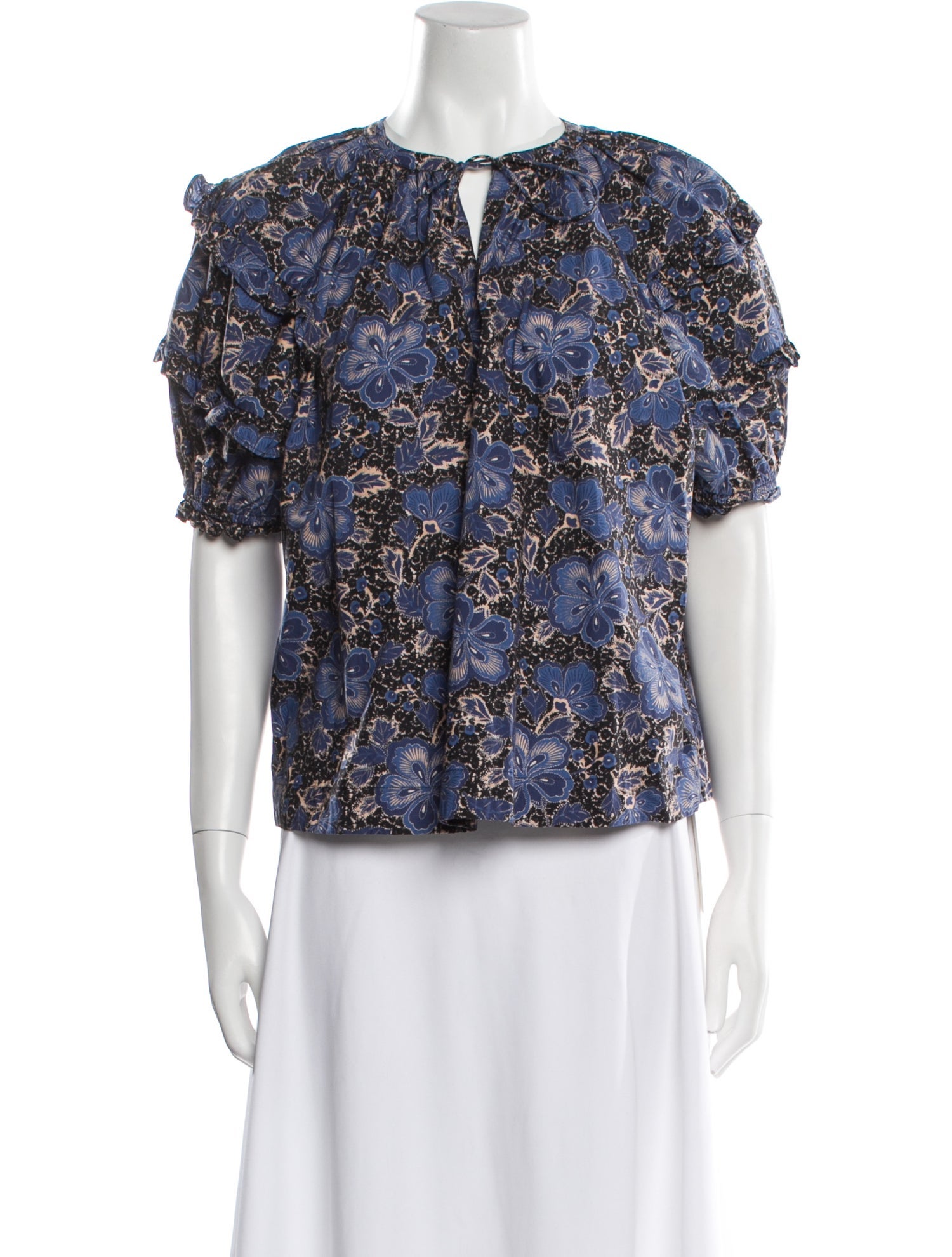 Ulla Johnson Floral Print Crew Neck Blouse