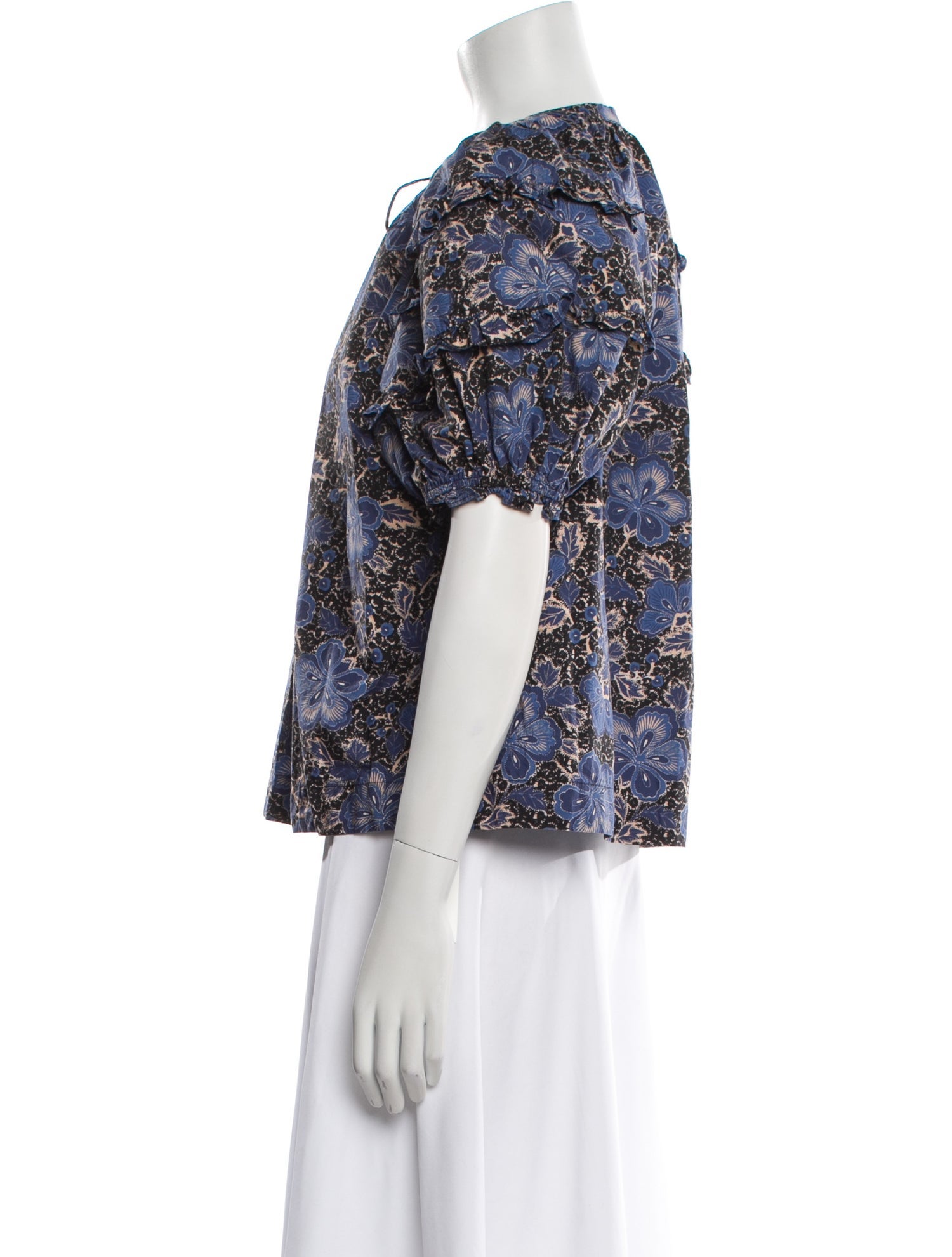 Ulla Johnson Floral Print Crew Neck Blouse