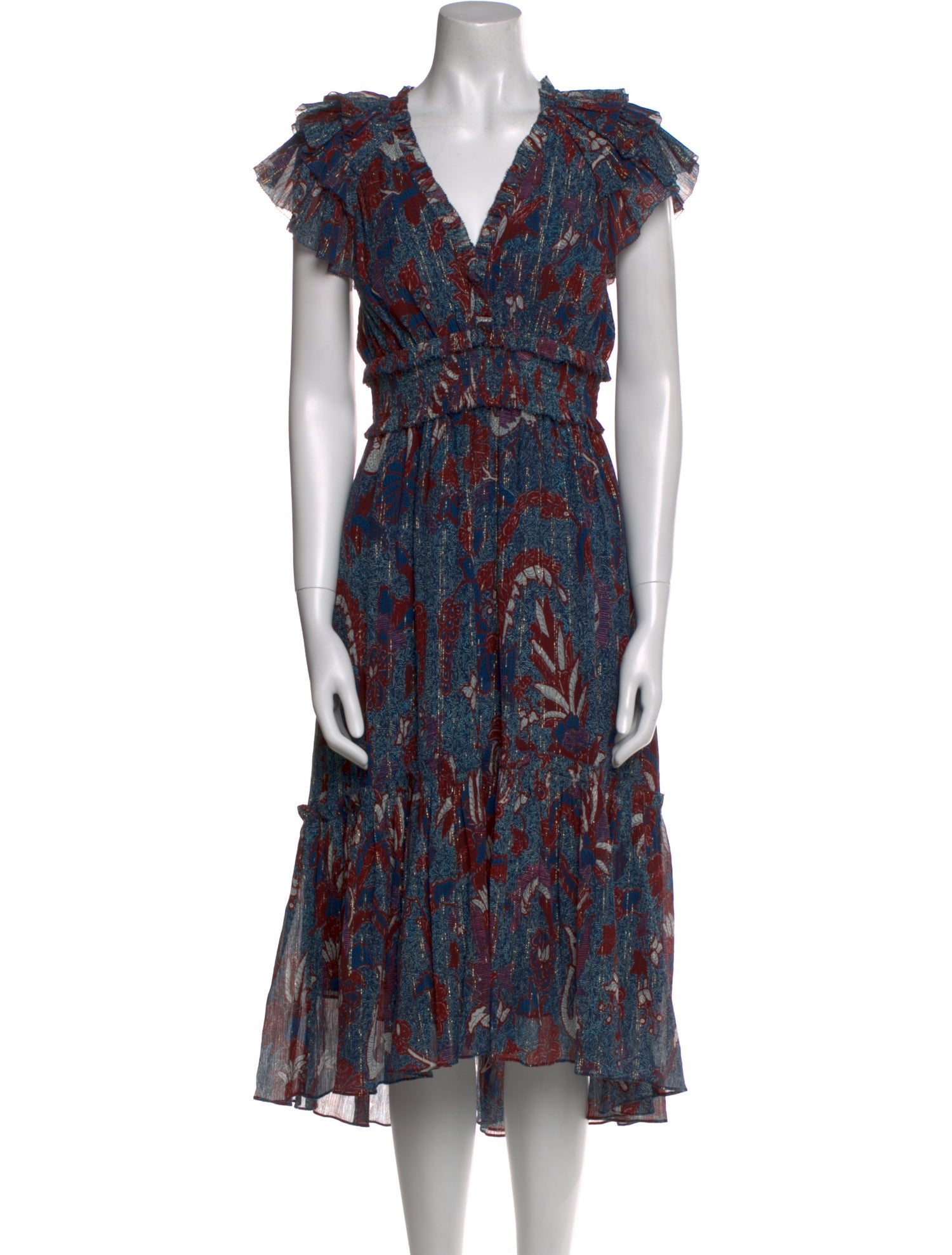 Ulla Johnson Floral Print Midi Length Dress
