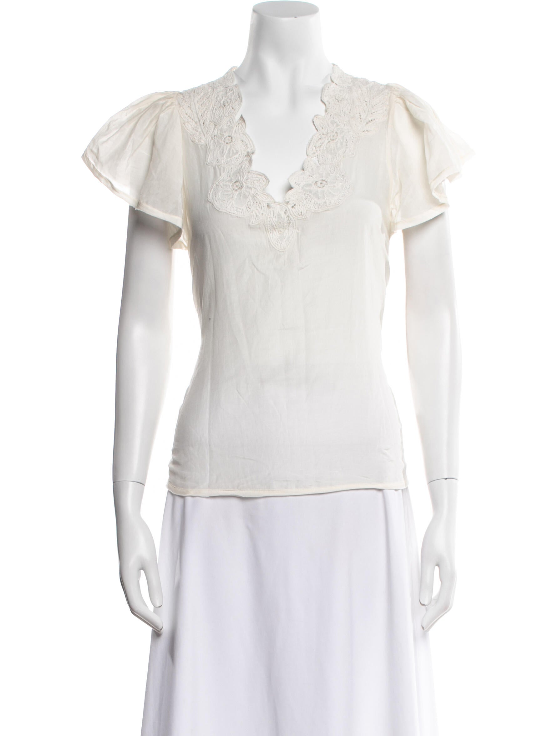 Ulla Johnson V-Neck Short Sleeve Blouse