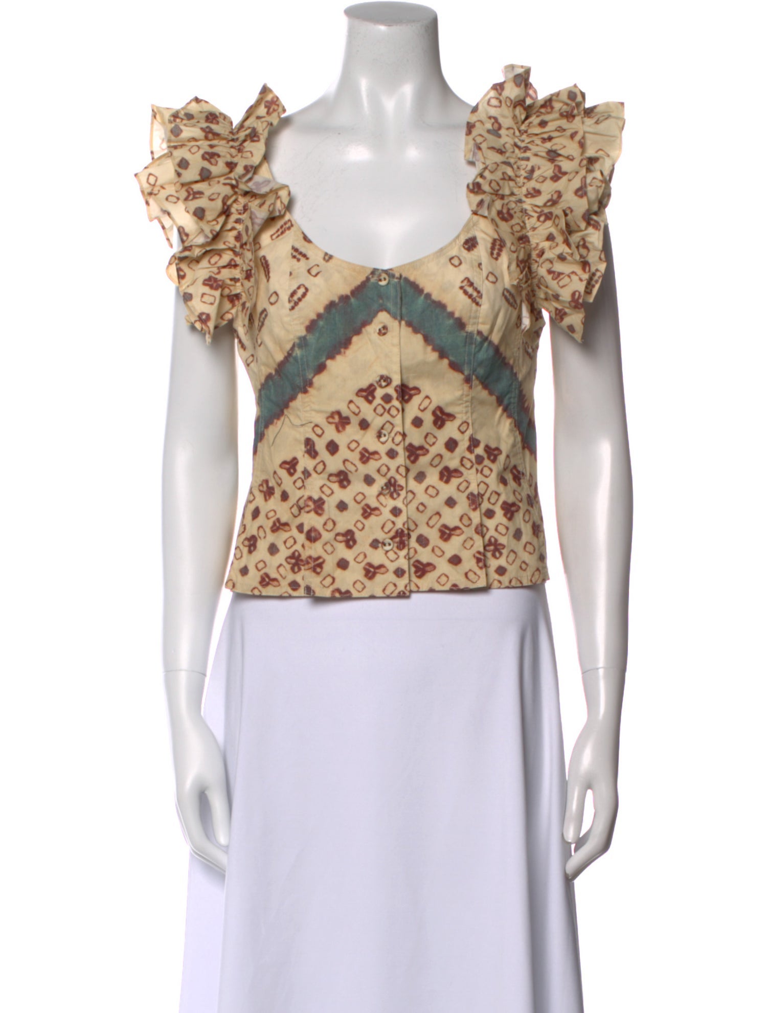 Ulla Johnson Floral Print V-Neck Crop Top