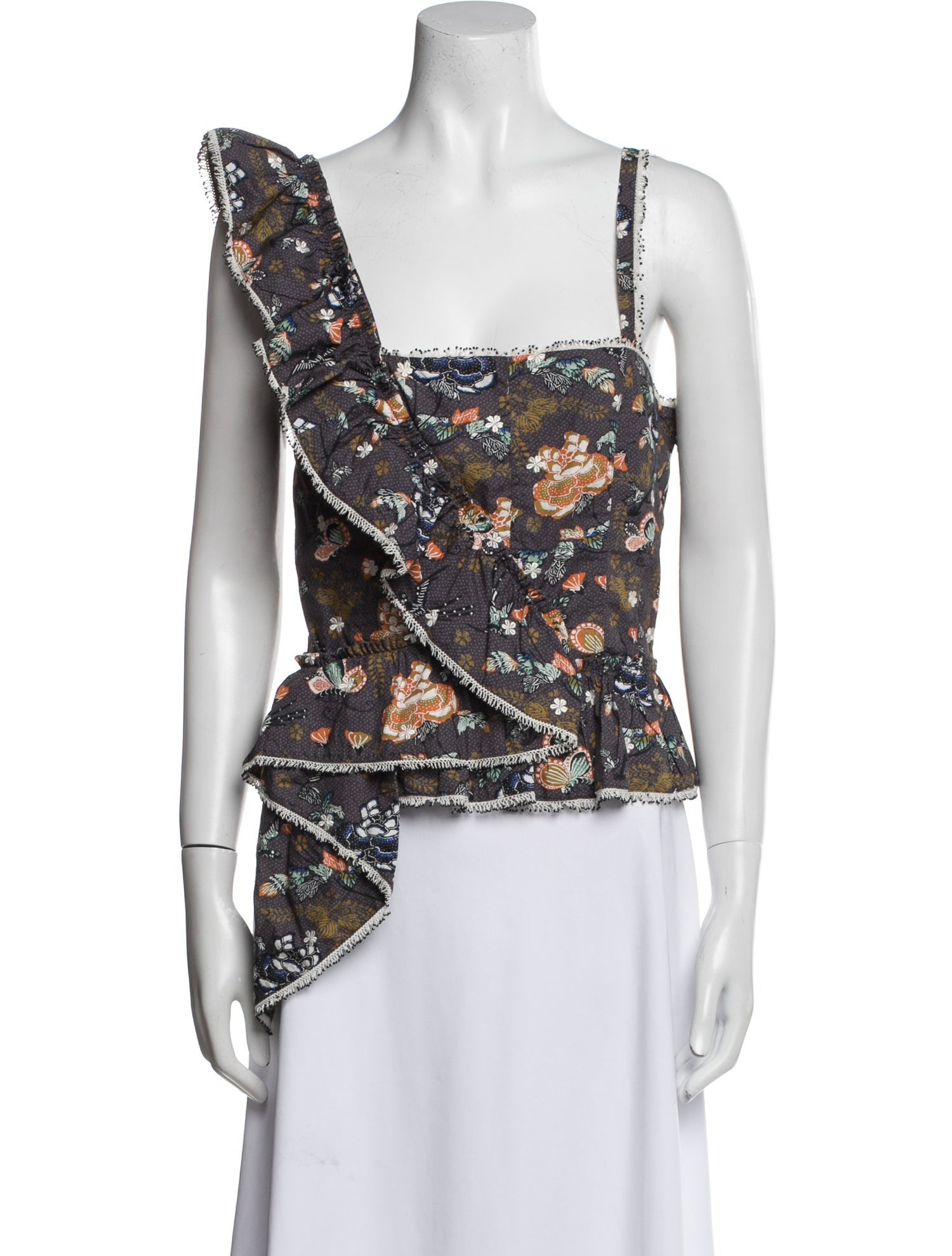 Ulla Johnson Floral Print Square Neckline Top