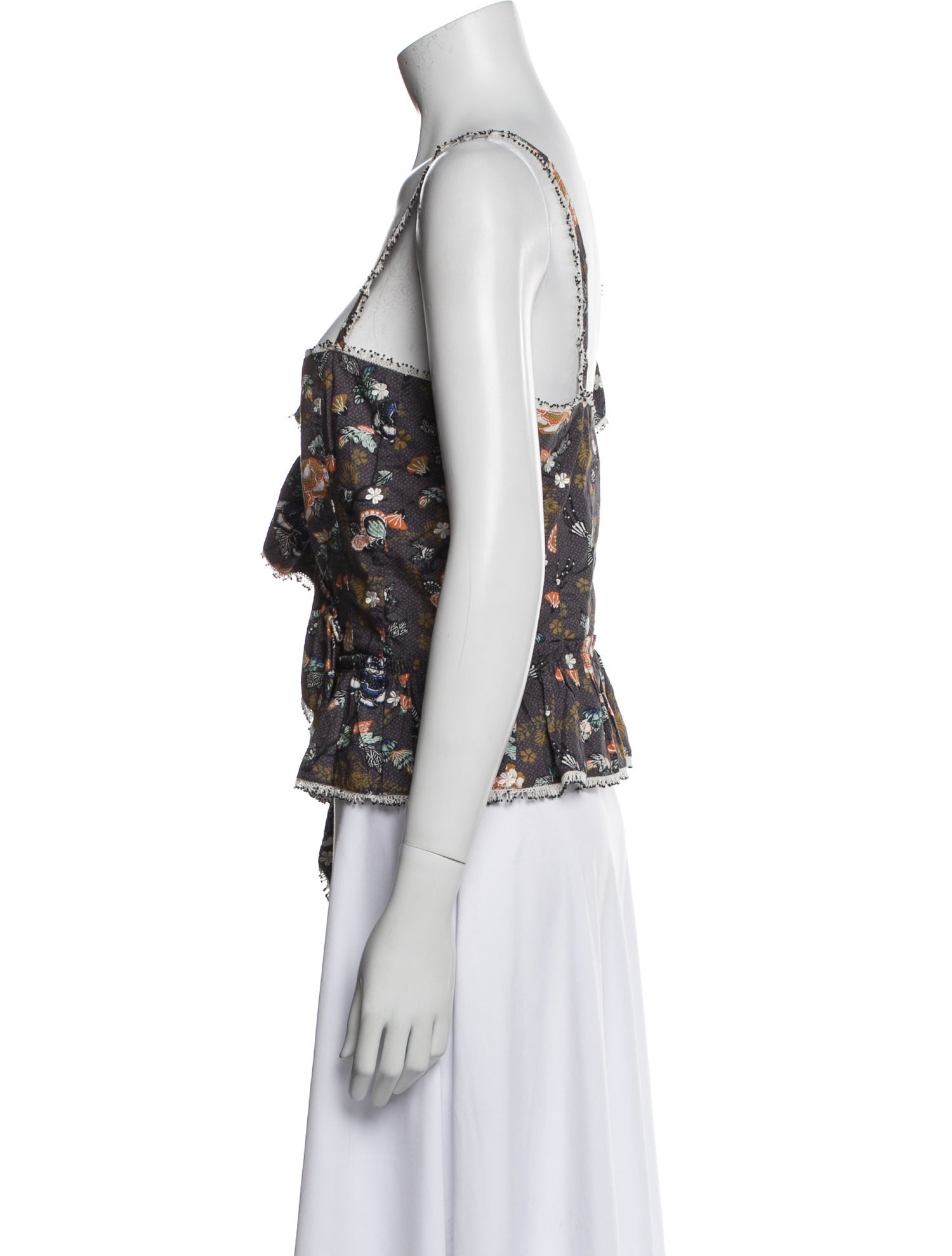 Ulla Johnson Floral Print Square Neckline Top