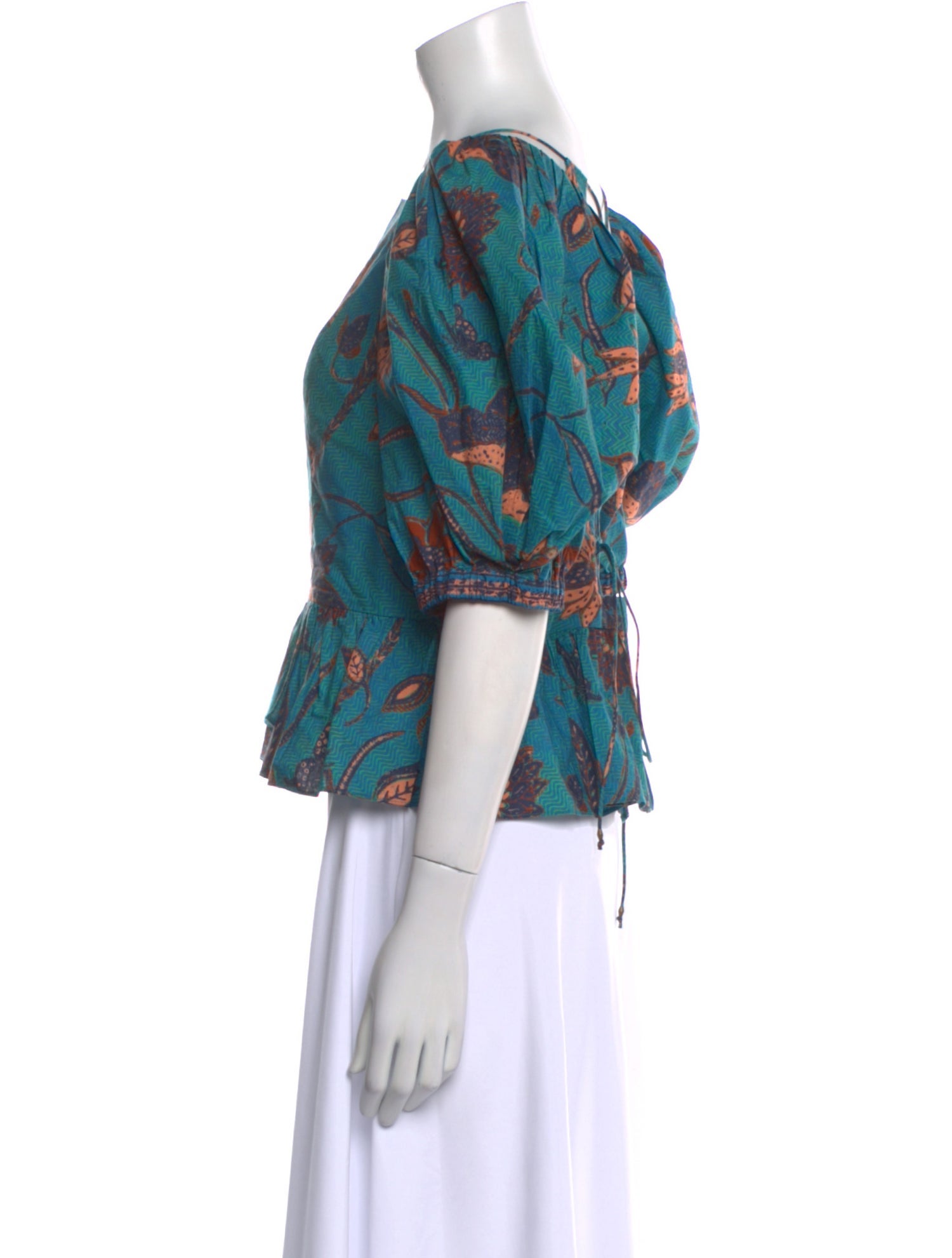 Ulla Johnson Floral Print Square Neckline Crop Top