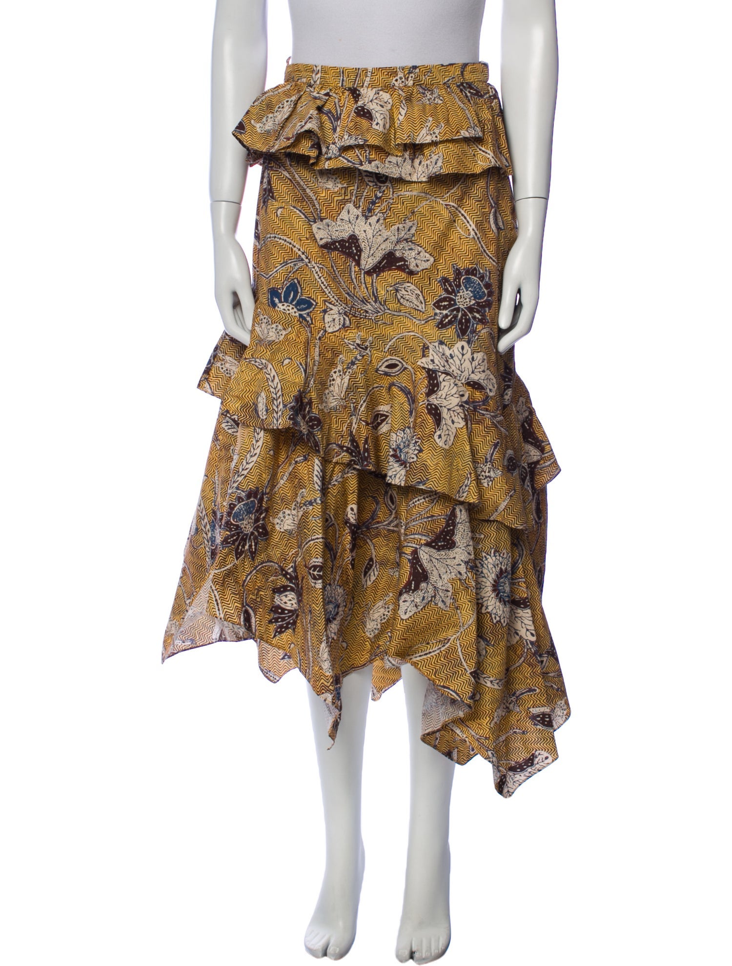 Ulla Johnson Floral Print Midi Length Skirt