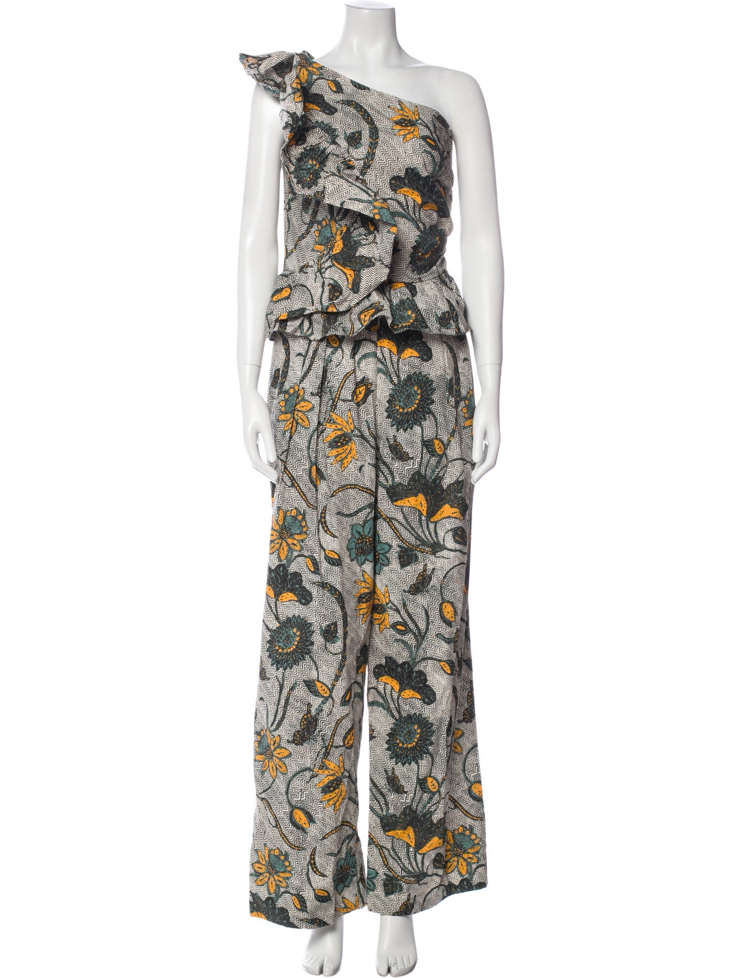 Ulla Johnson Printed One-Shoulder Jumpsuit