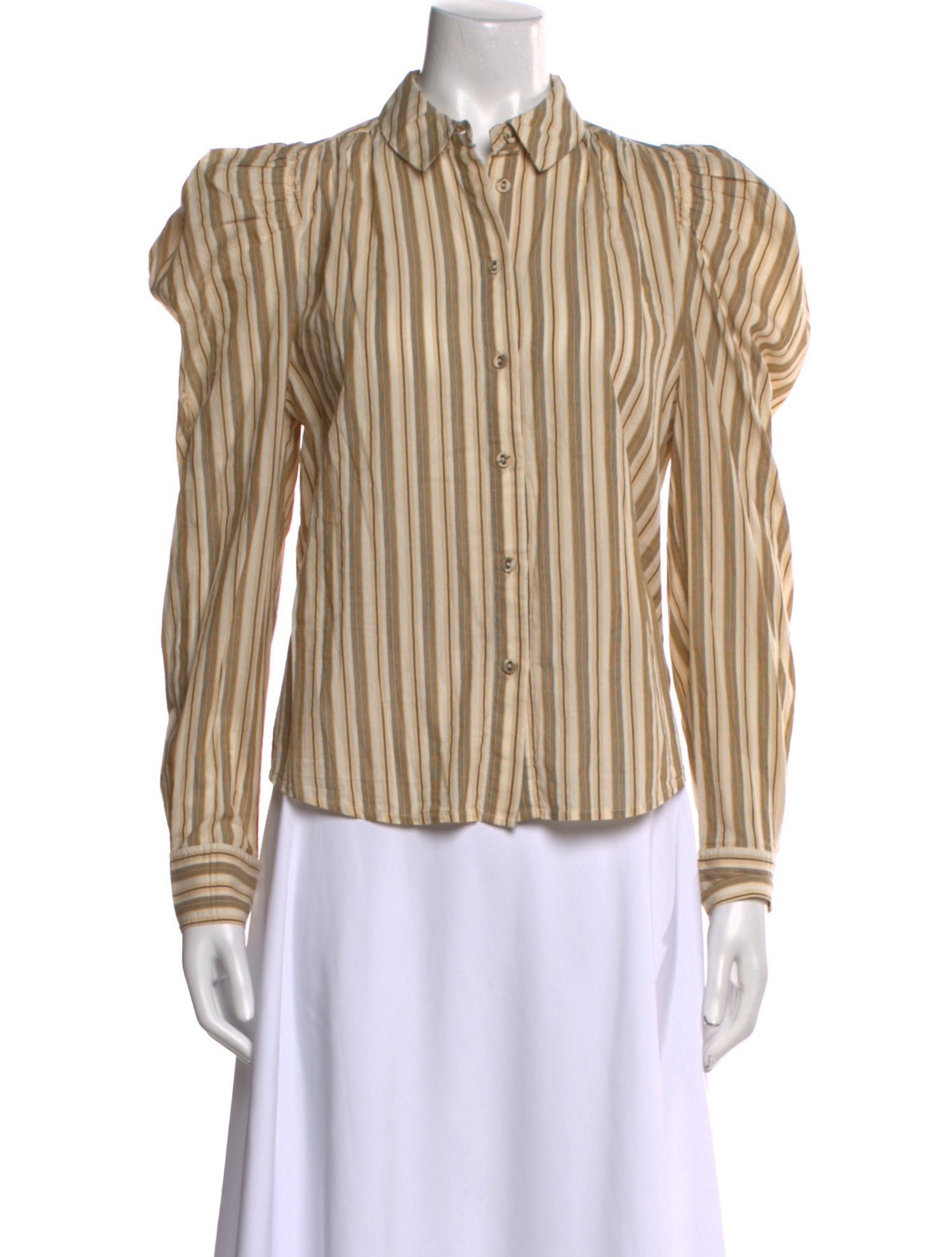 Ulla Johnson Striped Long Sleeve Button-Up Top