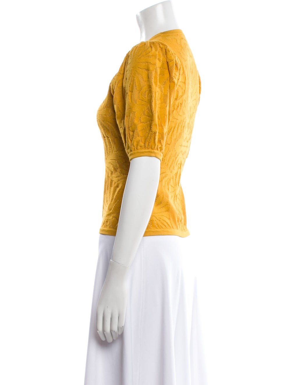Ulla Johnson Top Yellow Lace Pattern Ruffle Embel… - image 2