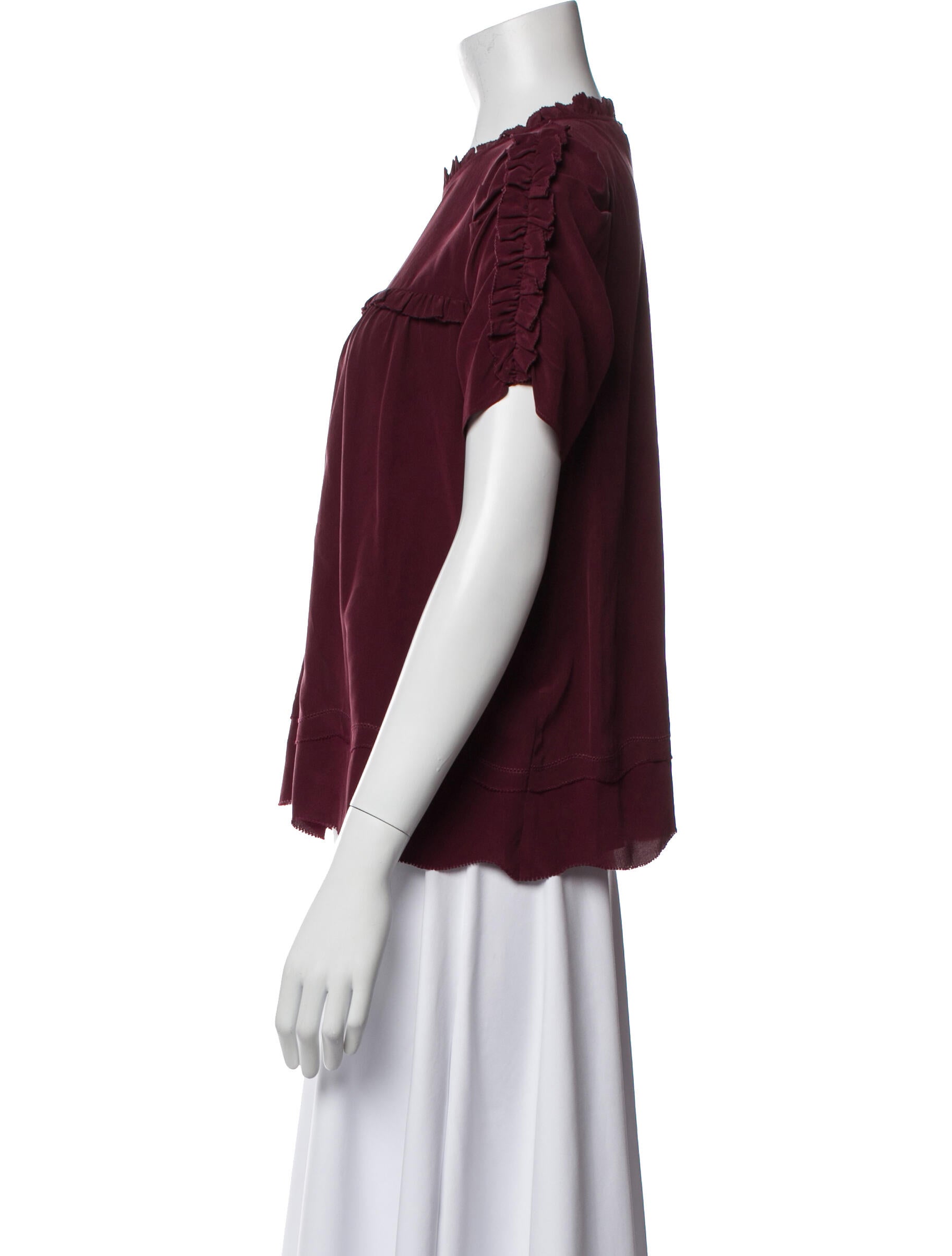 Ulla Johnson Silk Crew Neck Blouse