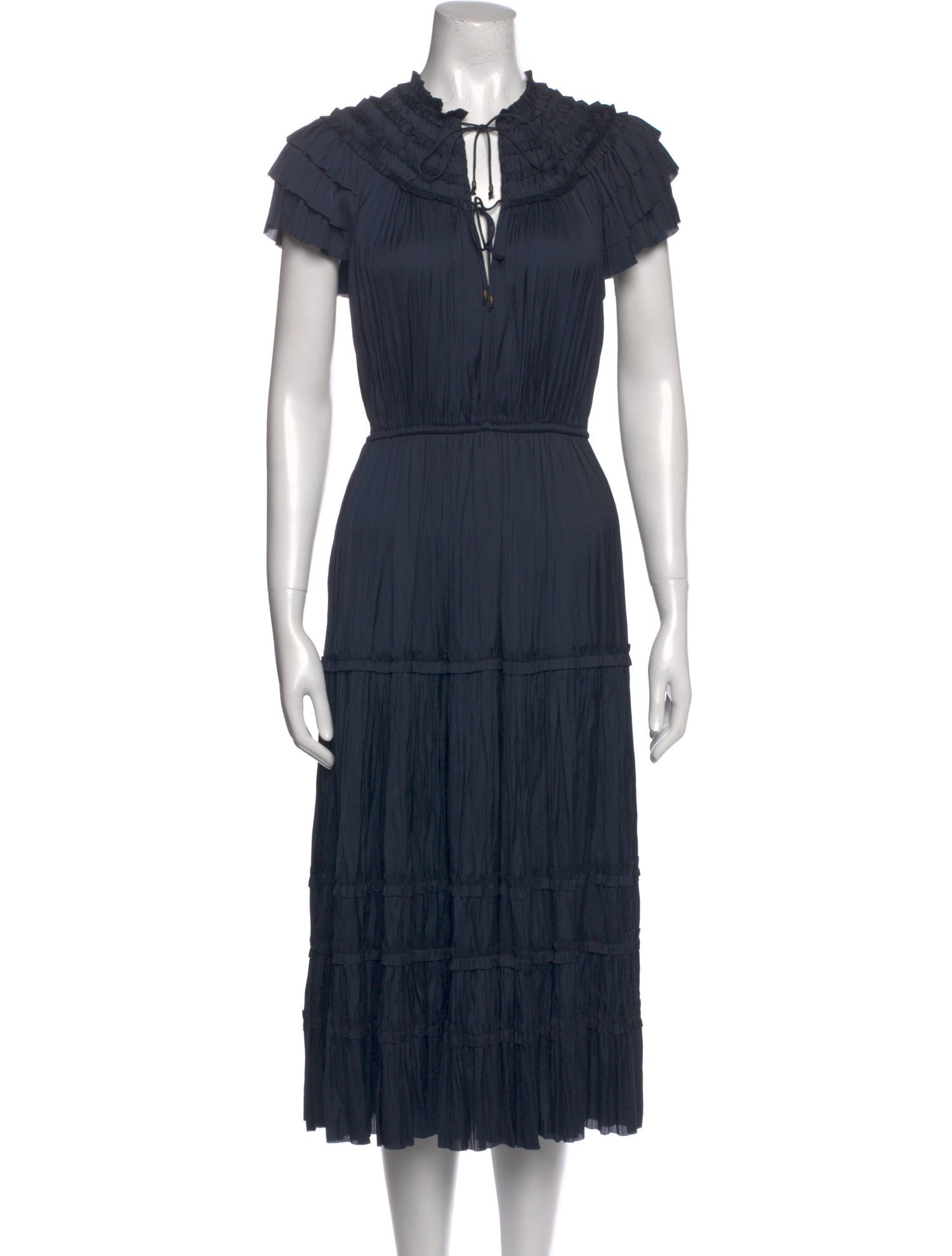 Ulla Johnson Tie Neck Midi Length Dress