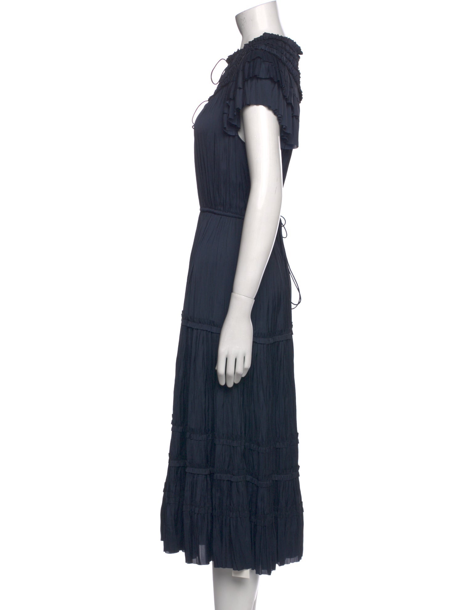 Ulla Johnson Tie Neck Midi Length Dress