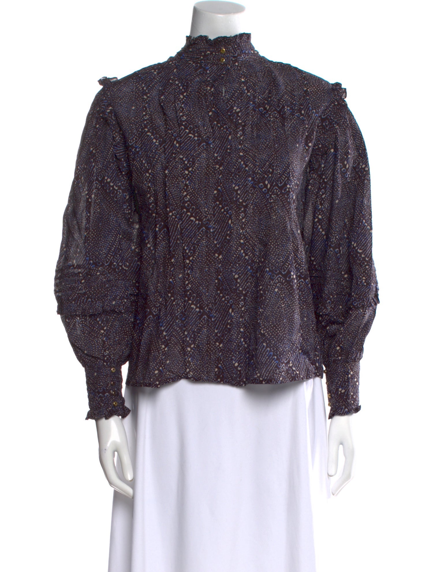 Ulla Johnson Printed Mock Neck Blouse