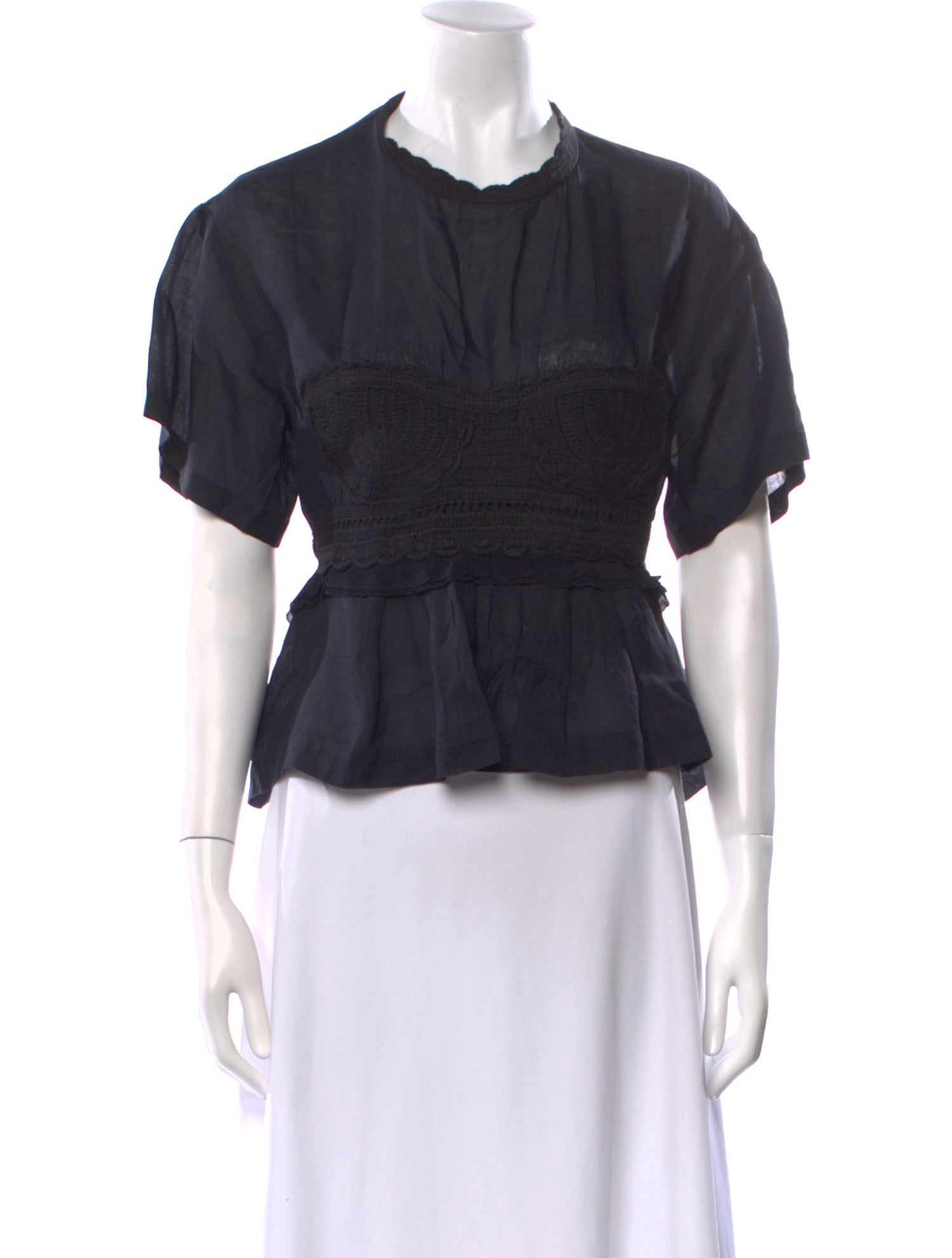 Ulla Johnson Crew Neck Short Sleeve Crop Top