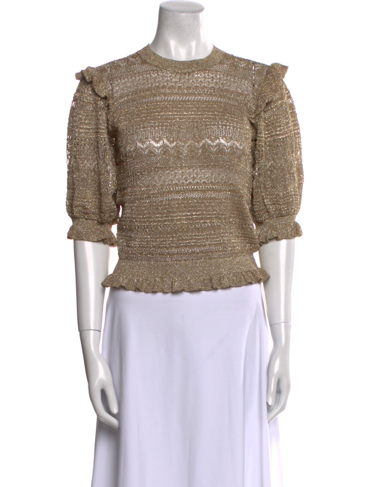 Ulla Johnson Crew Neck Short Sleeve Crop Top