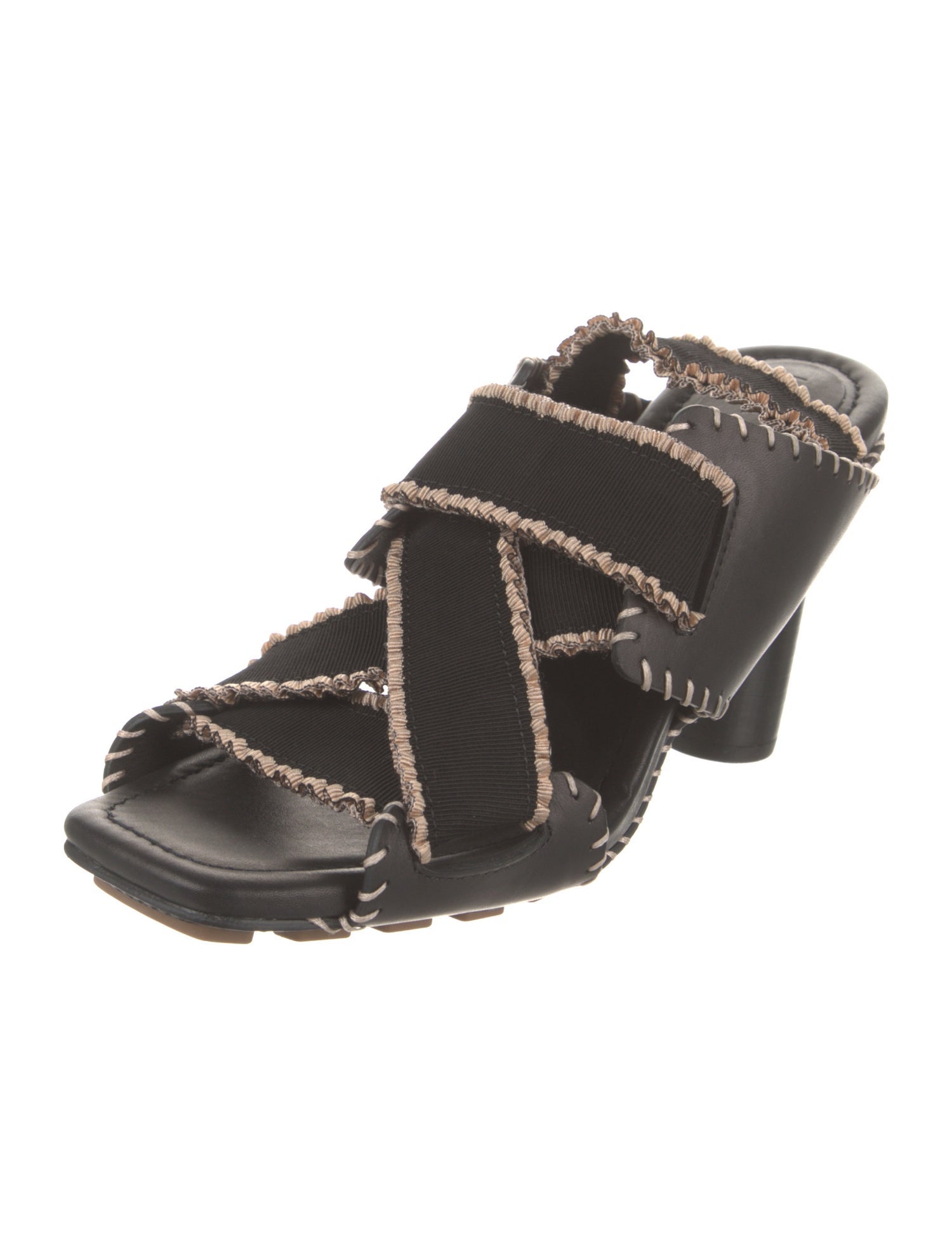 Ulla Johnson Leather Whipstitch Trim Slides