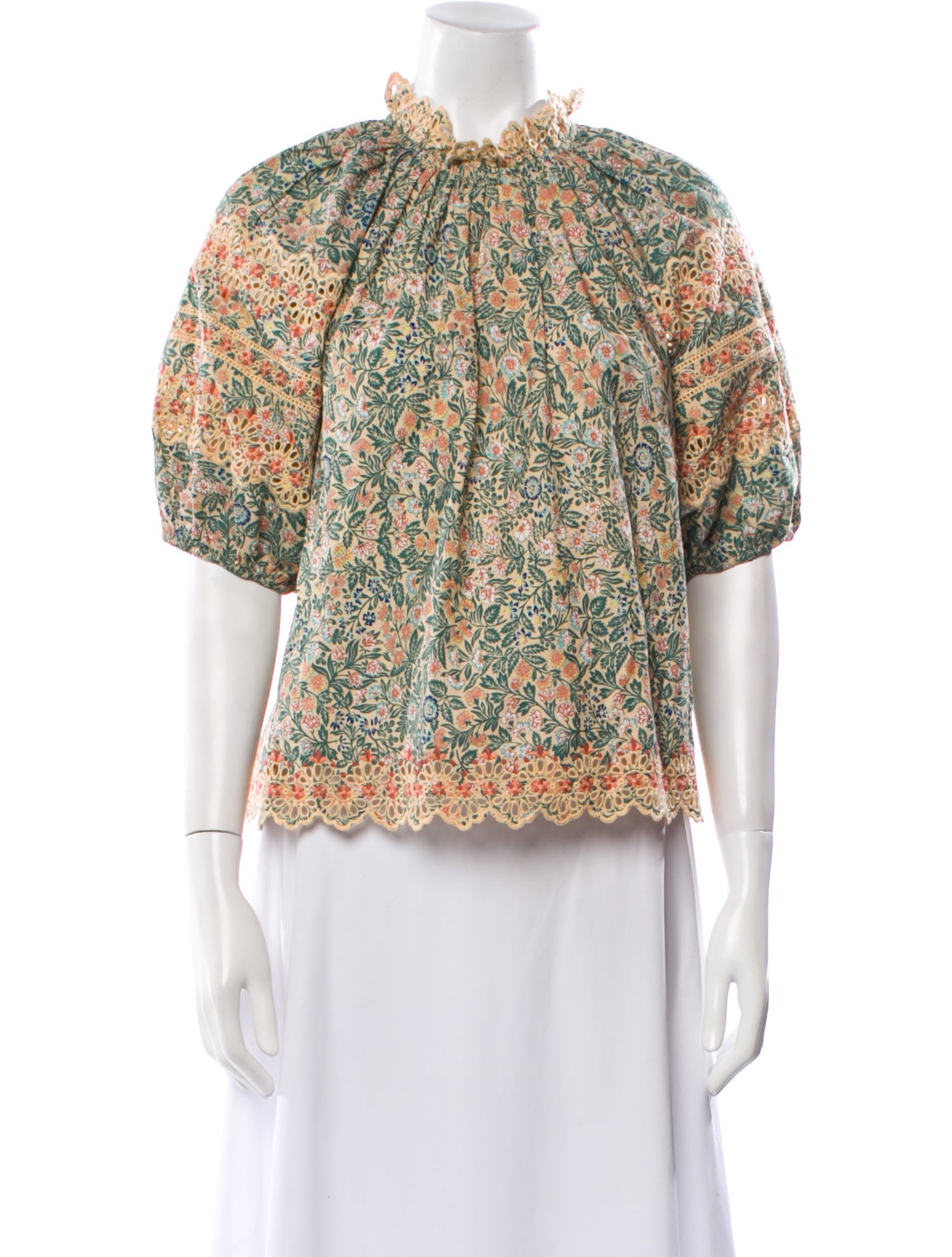 Ulla Johnson Floral Print Mock Neck Blouse