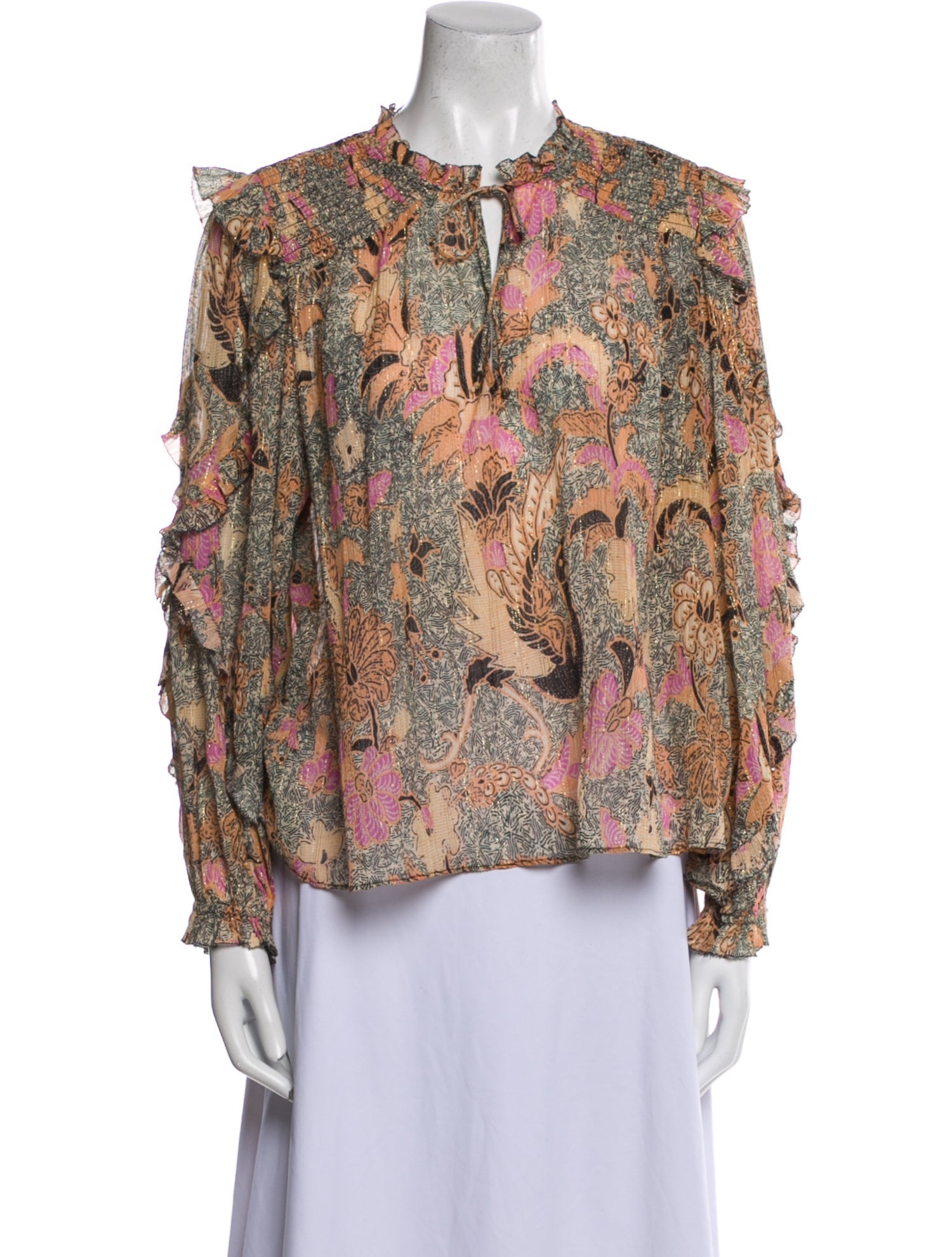 Ulla Johnson Floral Print Mock Neck Blouse