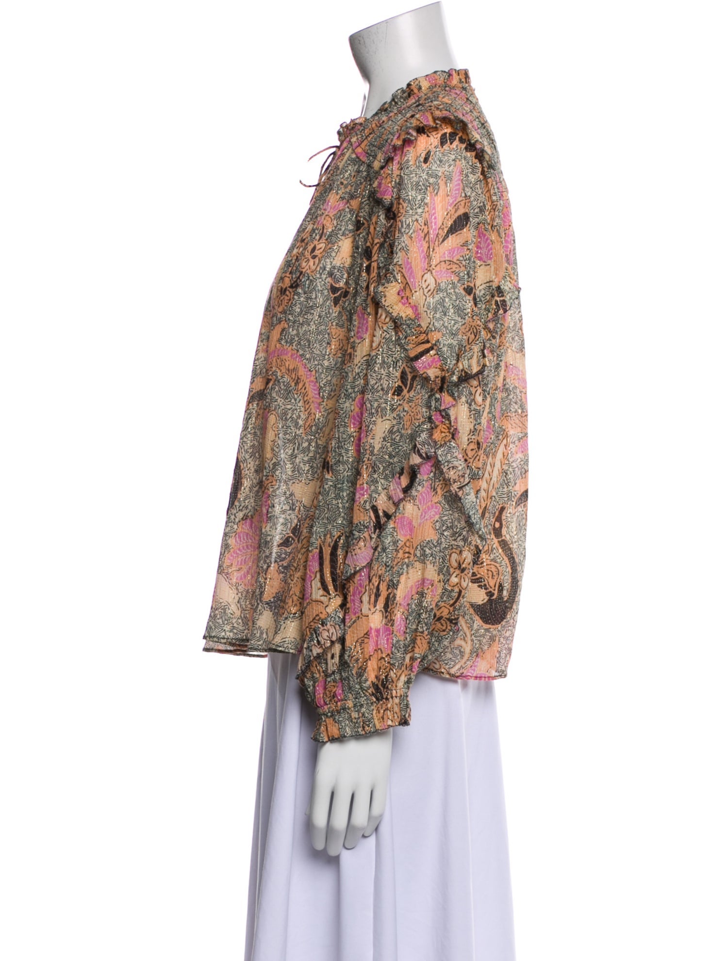 Ulla Johnson Floral Print Mock Neck Blouse