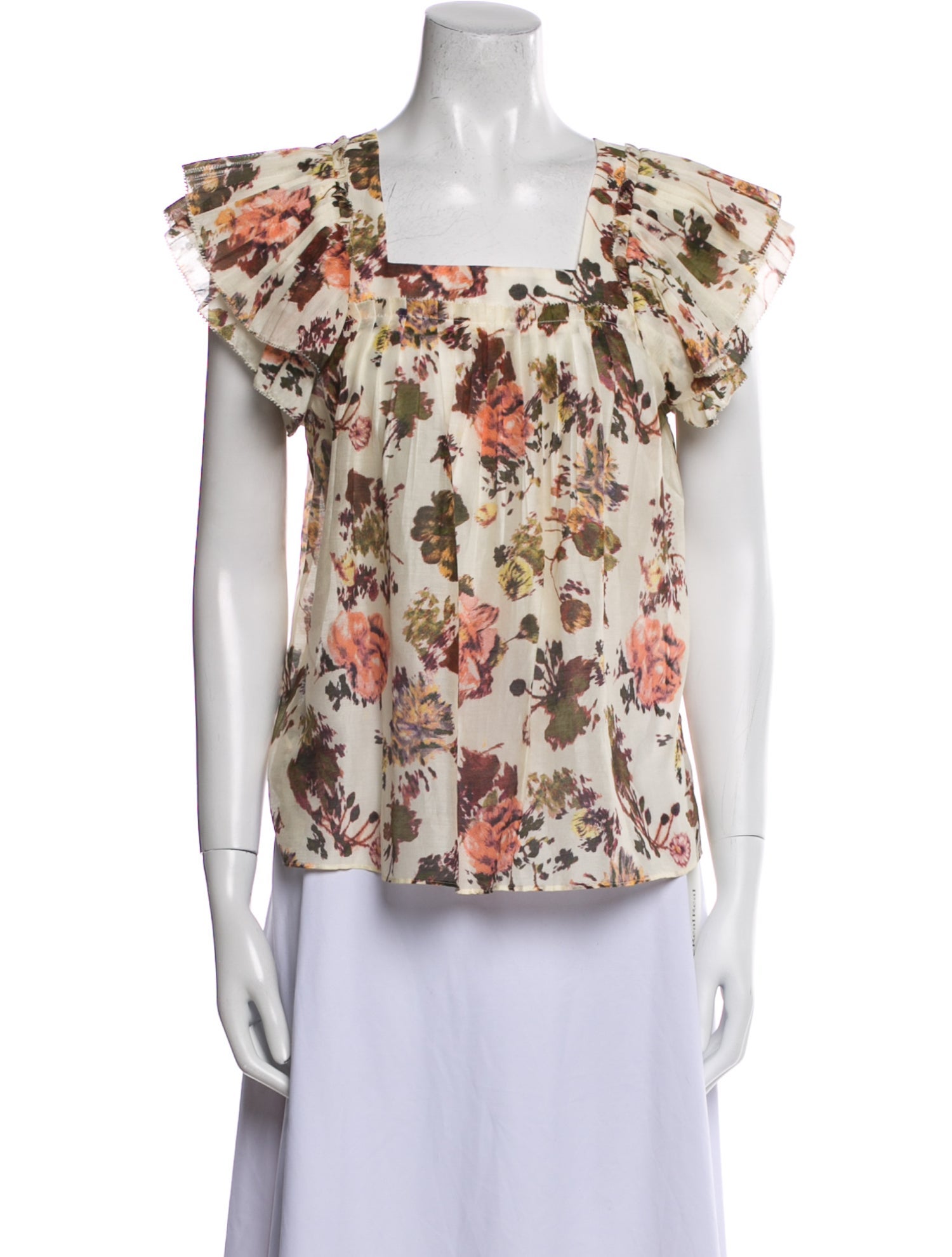 Ulla Johnson Floral Print Square Neckline Blouse