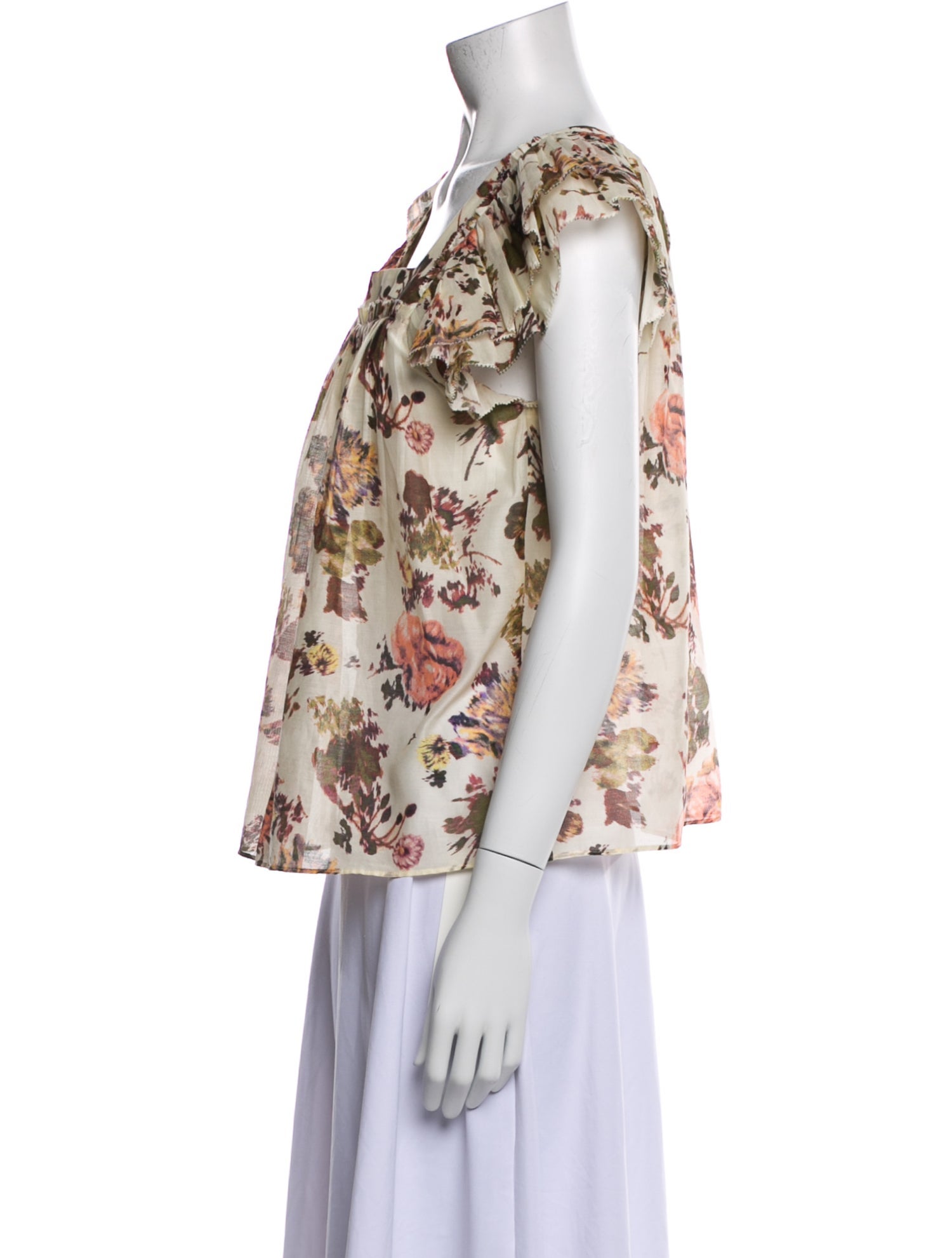 Ulla Johnson Floral Print Square Neckline Blouse