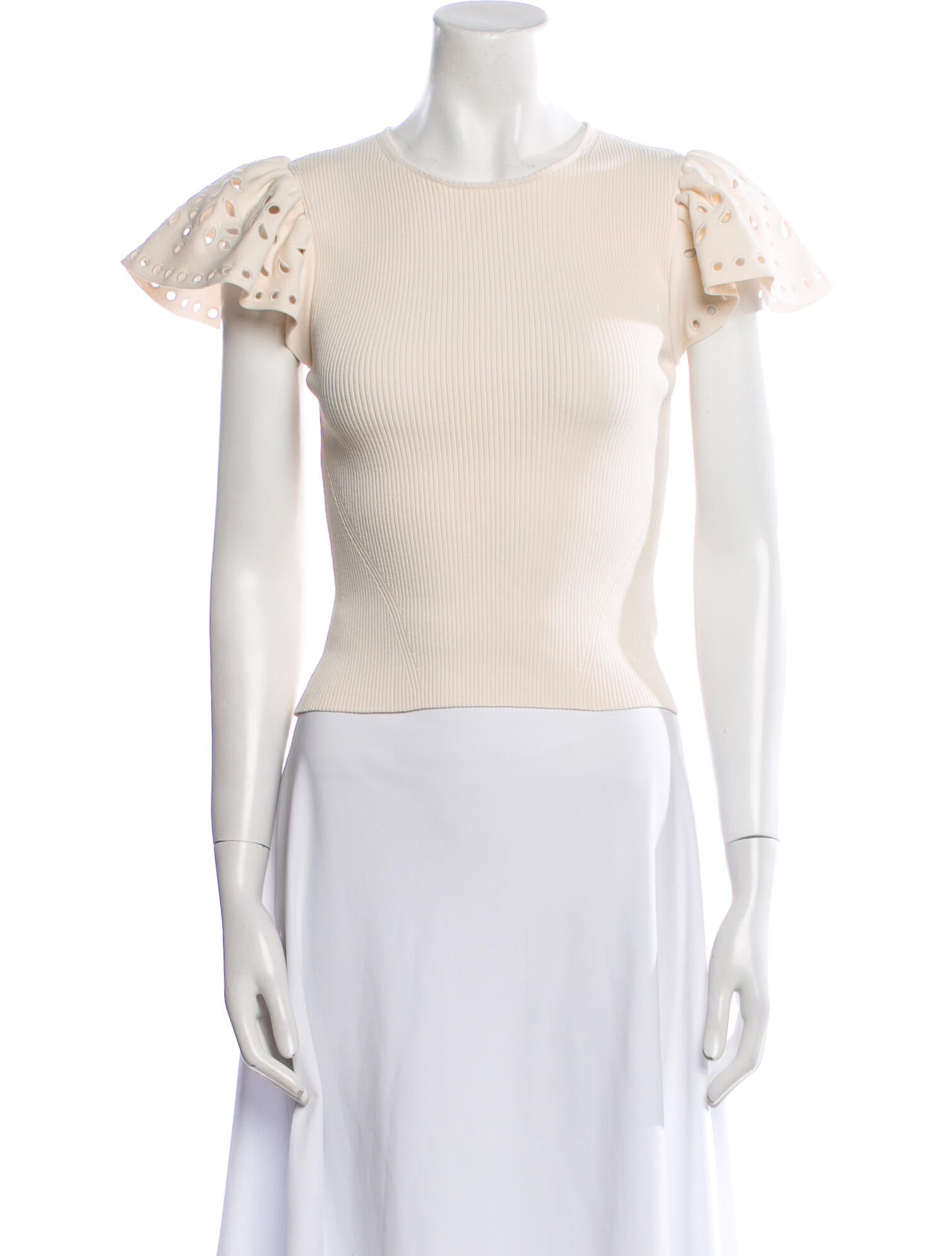 Ulla Johnson Crew Neck Short Sleeve Crop Top