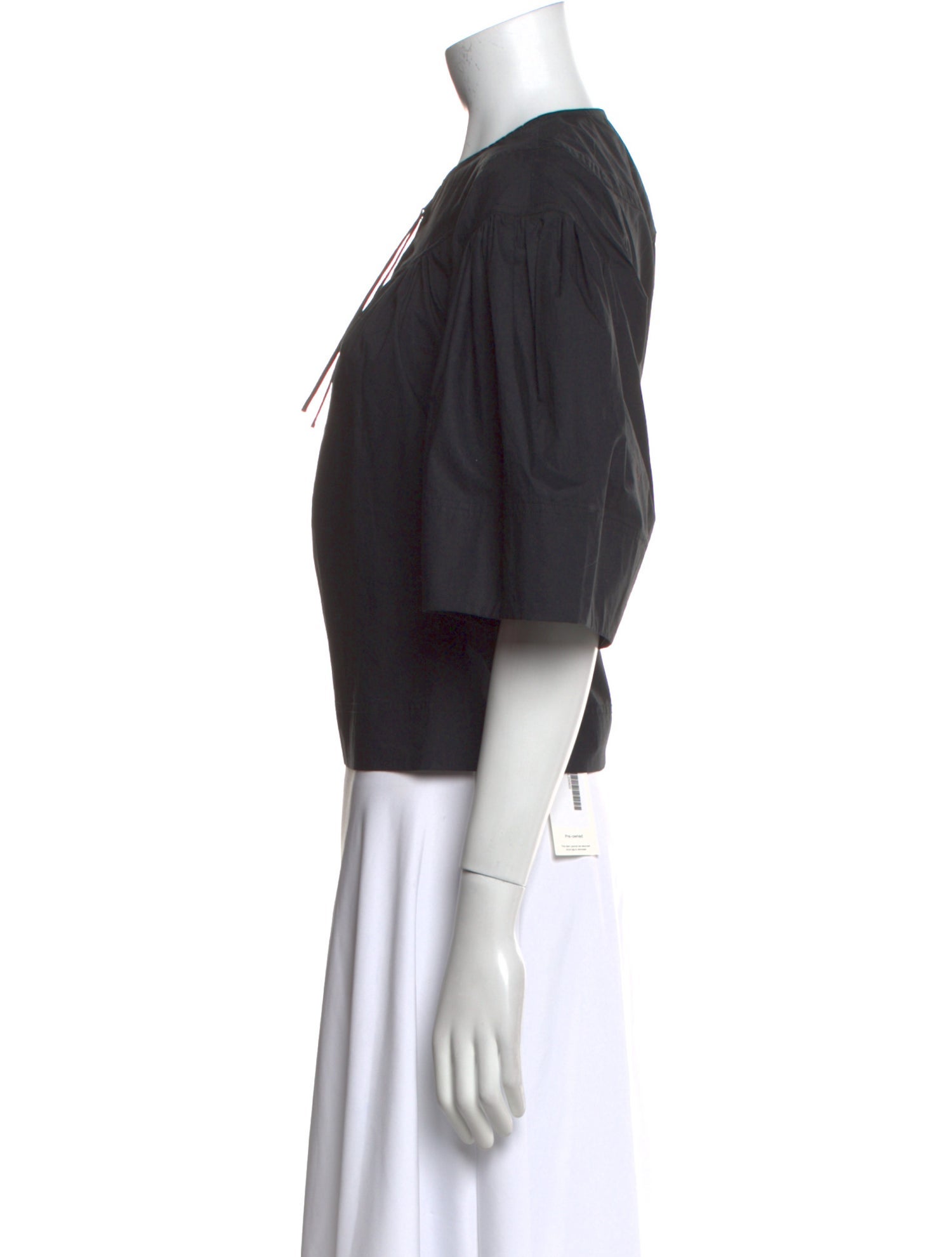 Ulla Johnson Crew Neck Three-Quarter Sleeve Crop Top