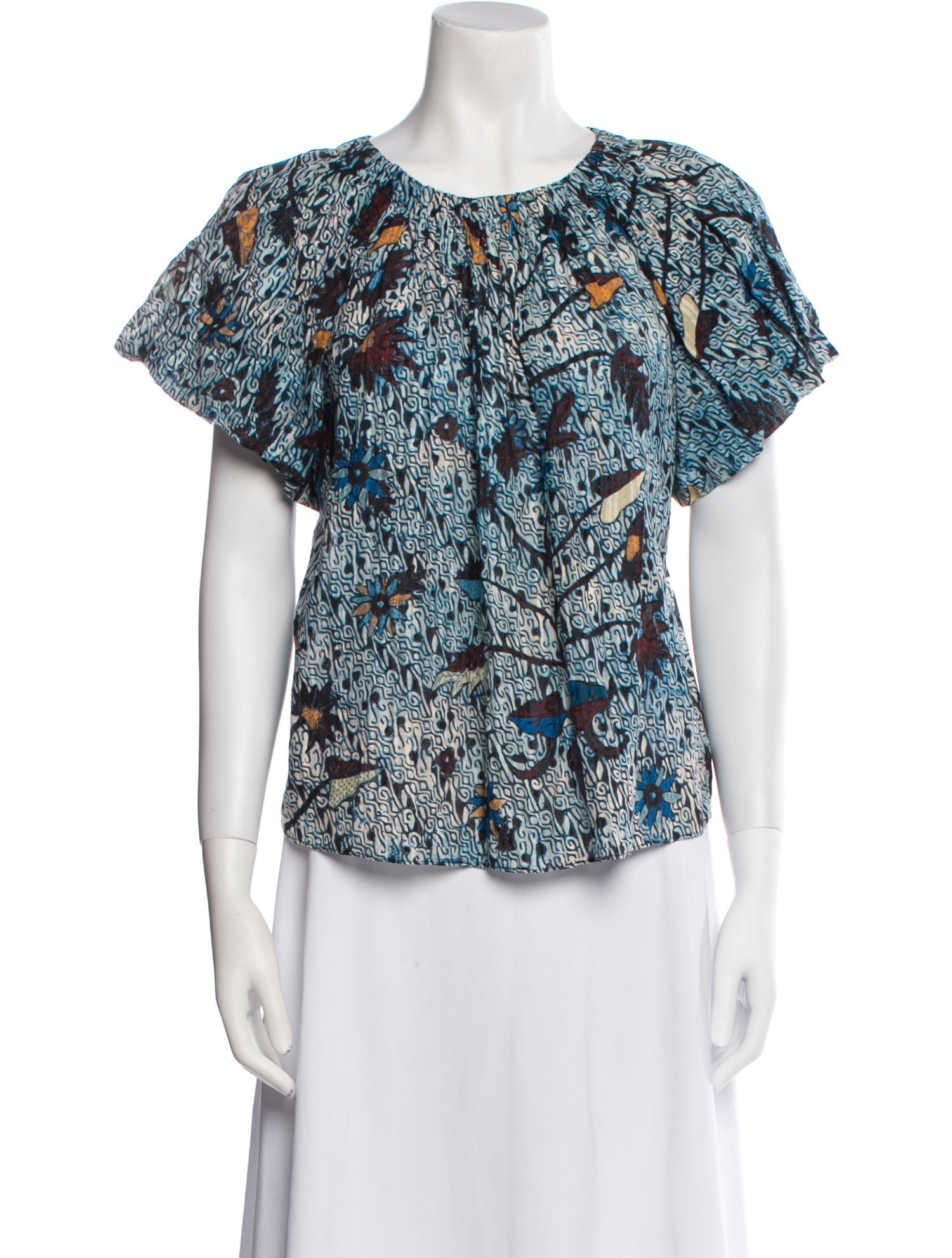 Ulla Johnson Floral Print Crew Neck Blouse