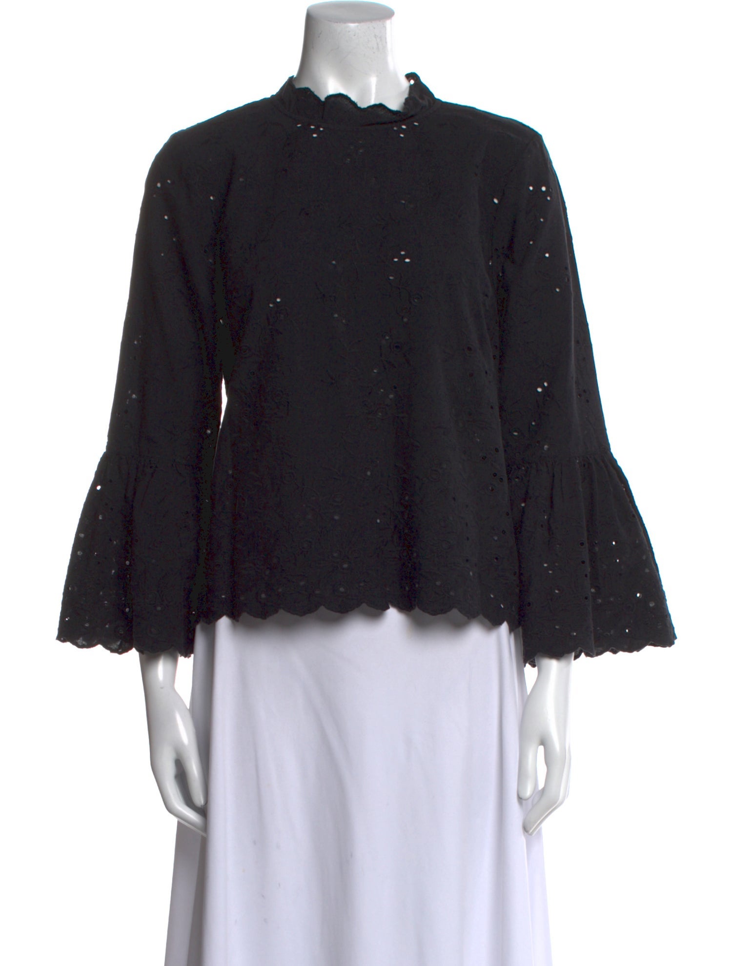 Ulla Johnson Lace Pattern Mock Neck Blouse