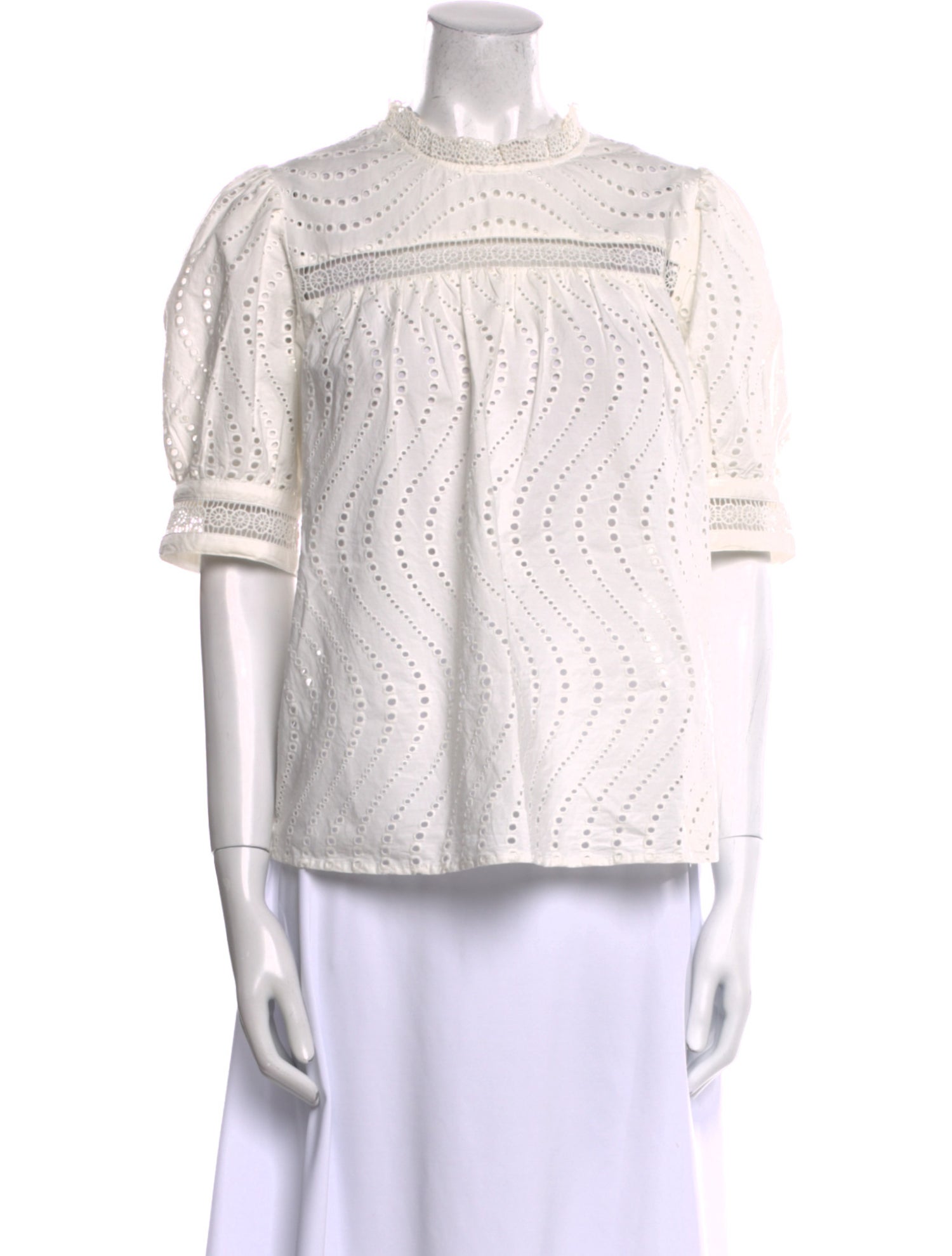 Ulla Johnson Lace Pattern Mock Neck Blouse
