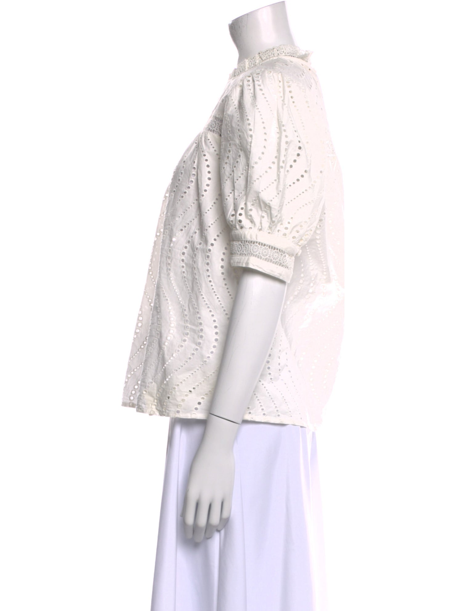 Ulla Johnson Lace Pattern Mock Neck Blouse