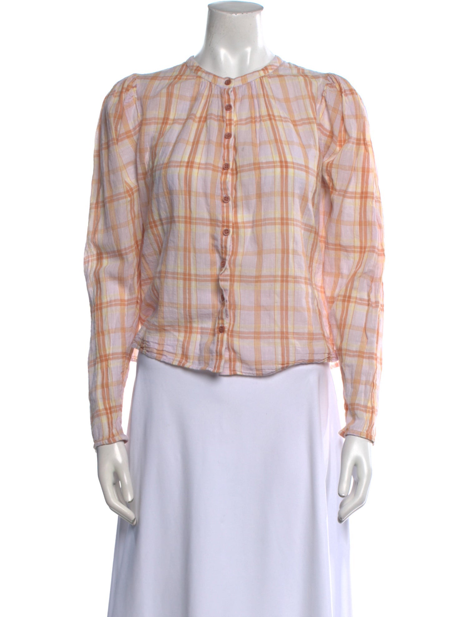 Ulla Johnson Plaid Print Mock Neck Blouse