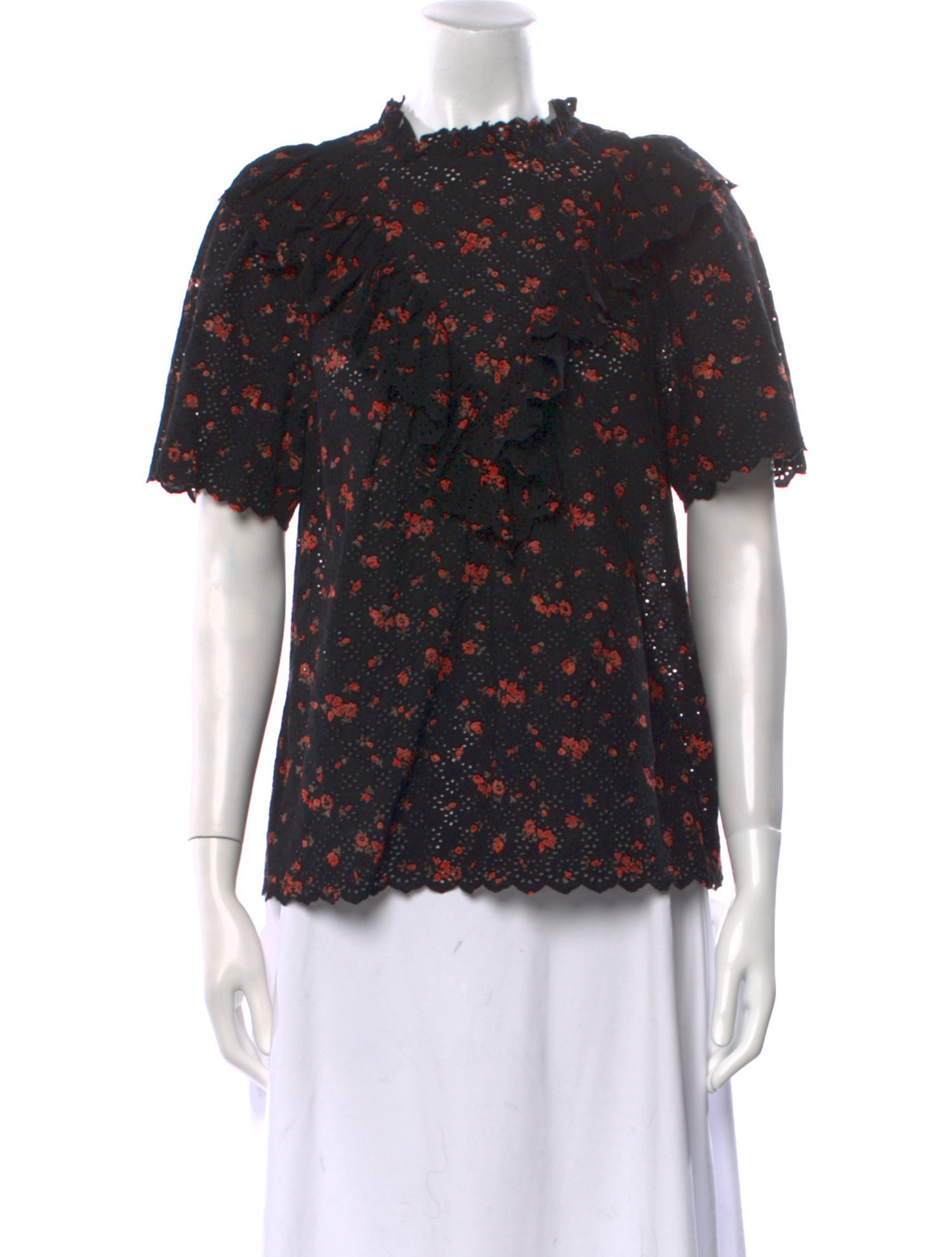 Ulla Johnson Floral Print Mock Neck Blouse