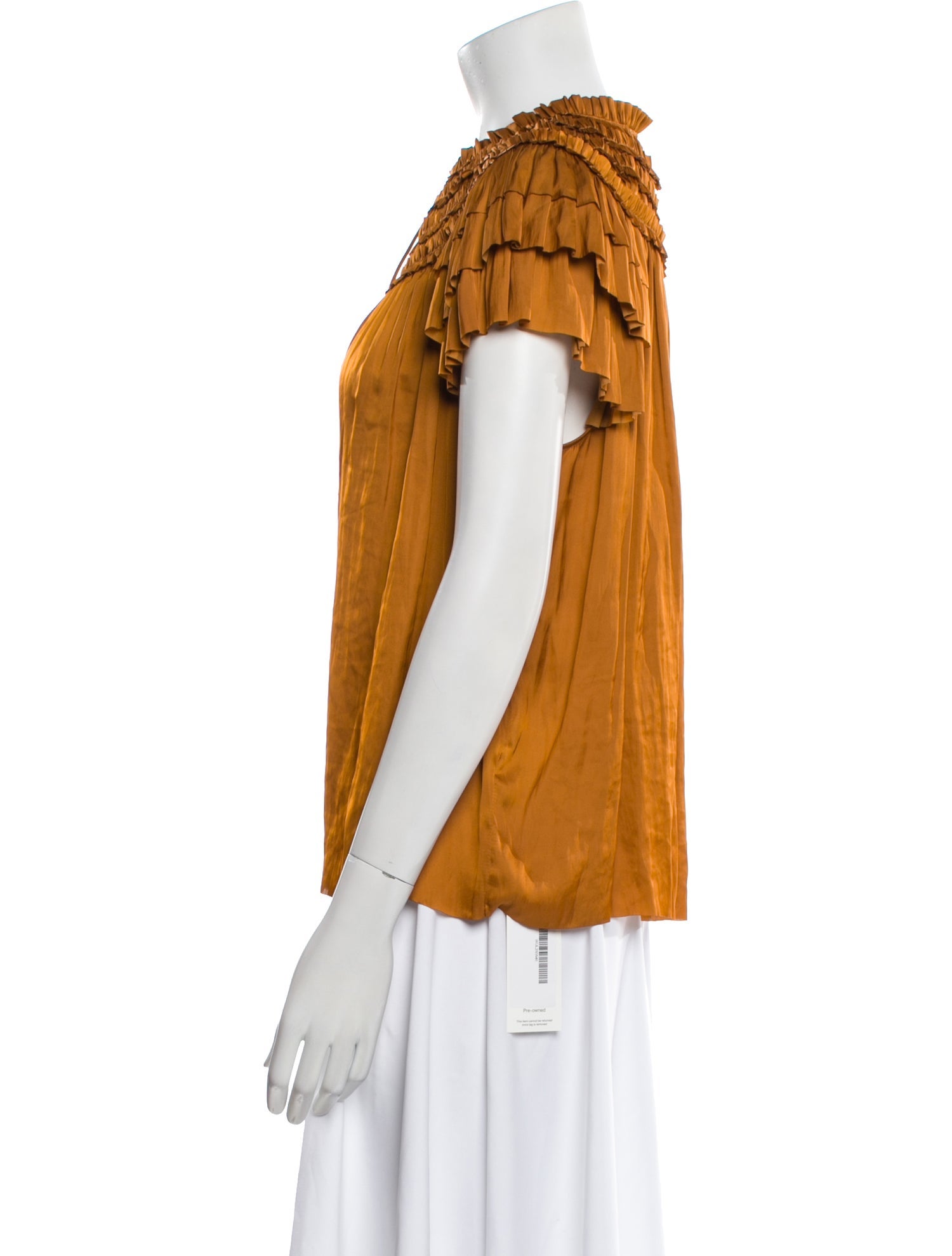 Ulla Johnson Tie Neck Short Sleeve Blouse