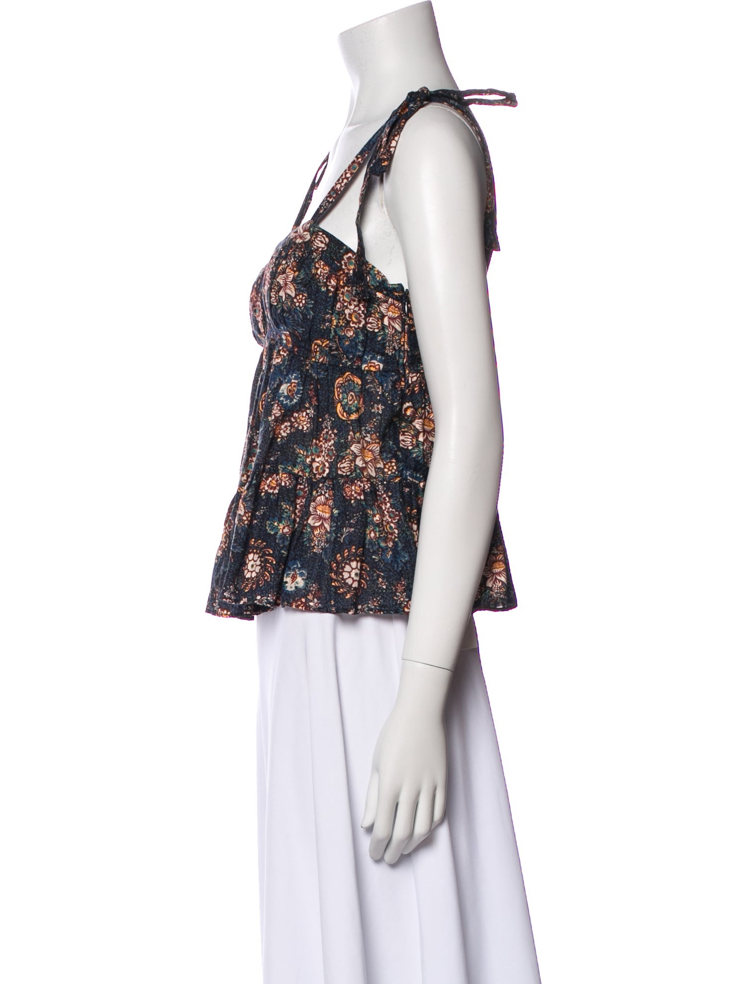 Ulla Johnson Floral Print Square Neckline Crop Top