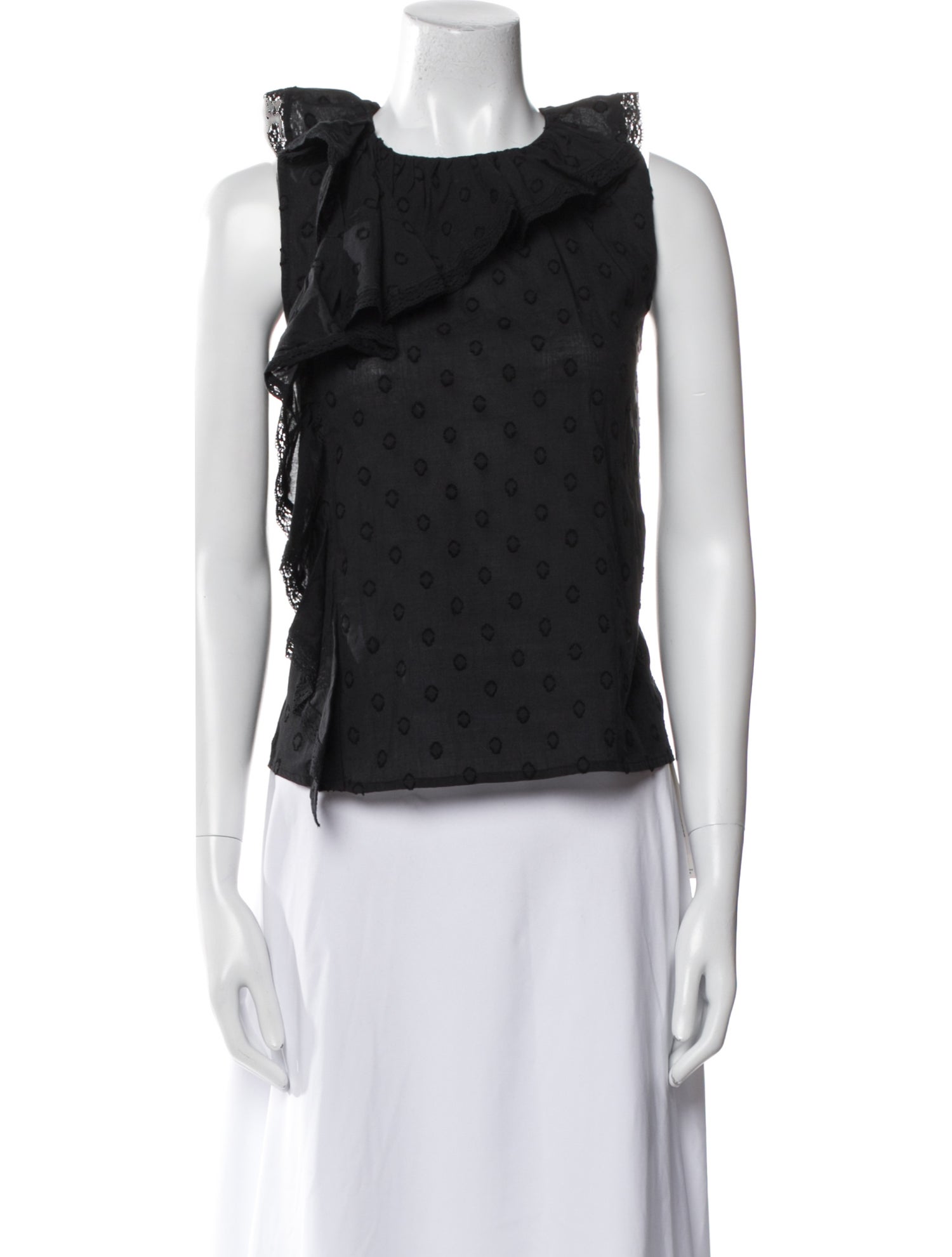 Ulla Johnson Polka Dot Print Crew Neck Top