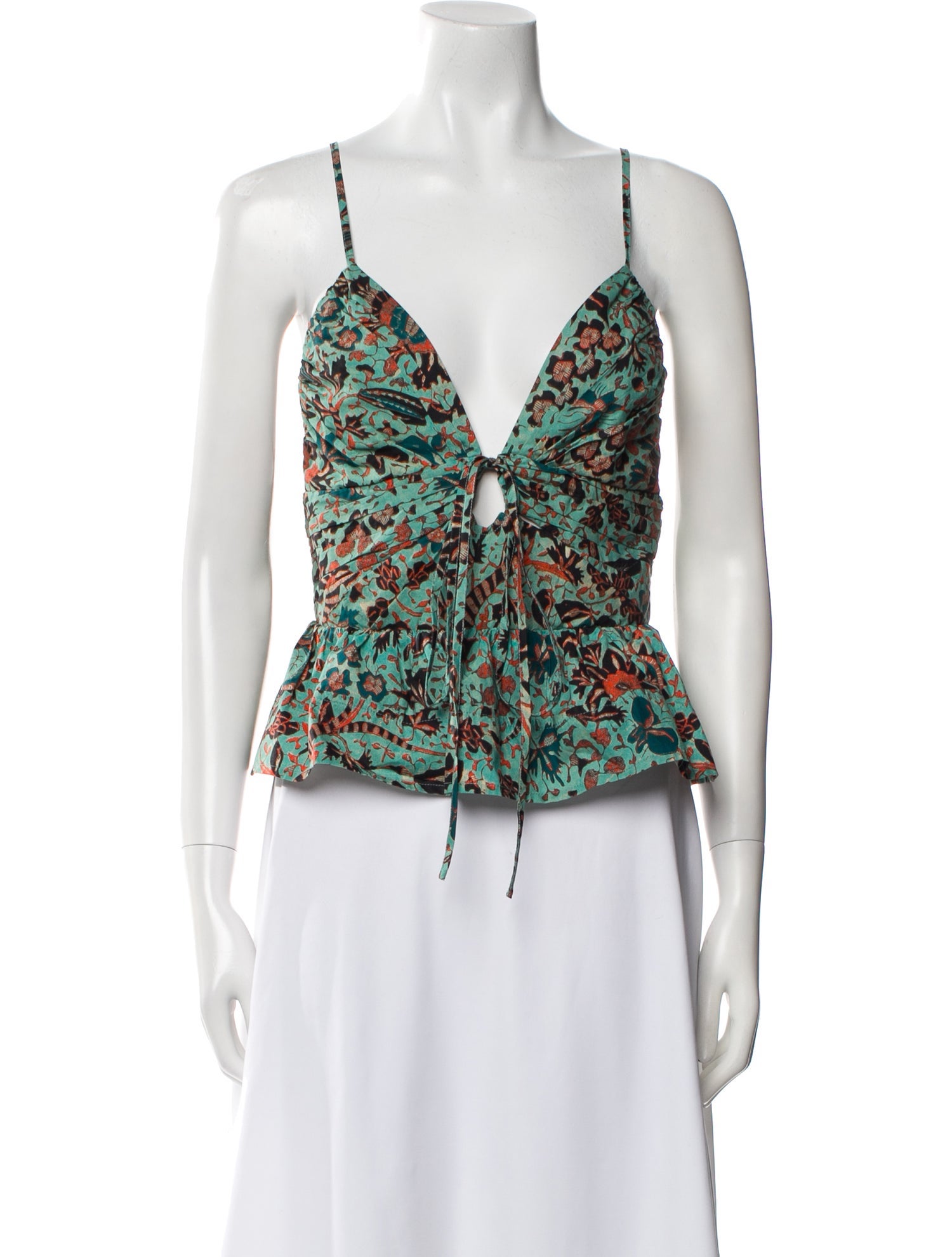 Ulla Johnson Floral Print V-Neck Crop Top