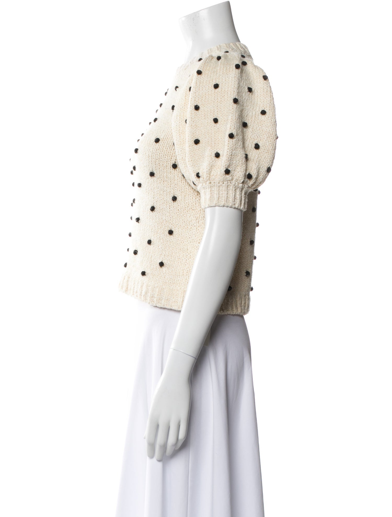 Ulla Johnson Polka Dot Print Crew Neck Crop Top