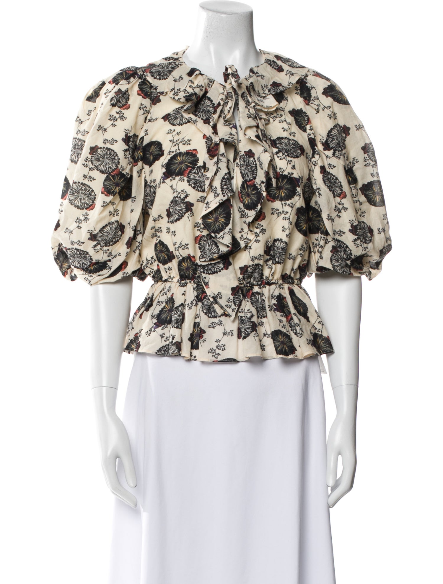 Ulla Johnson Floral Print Crew Neck Blouse