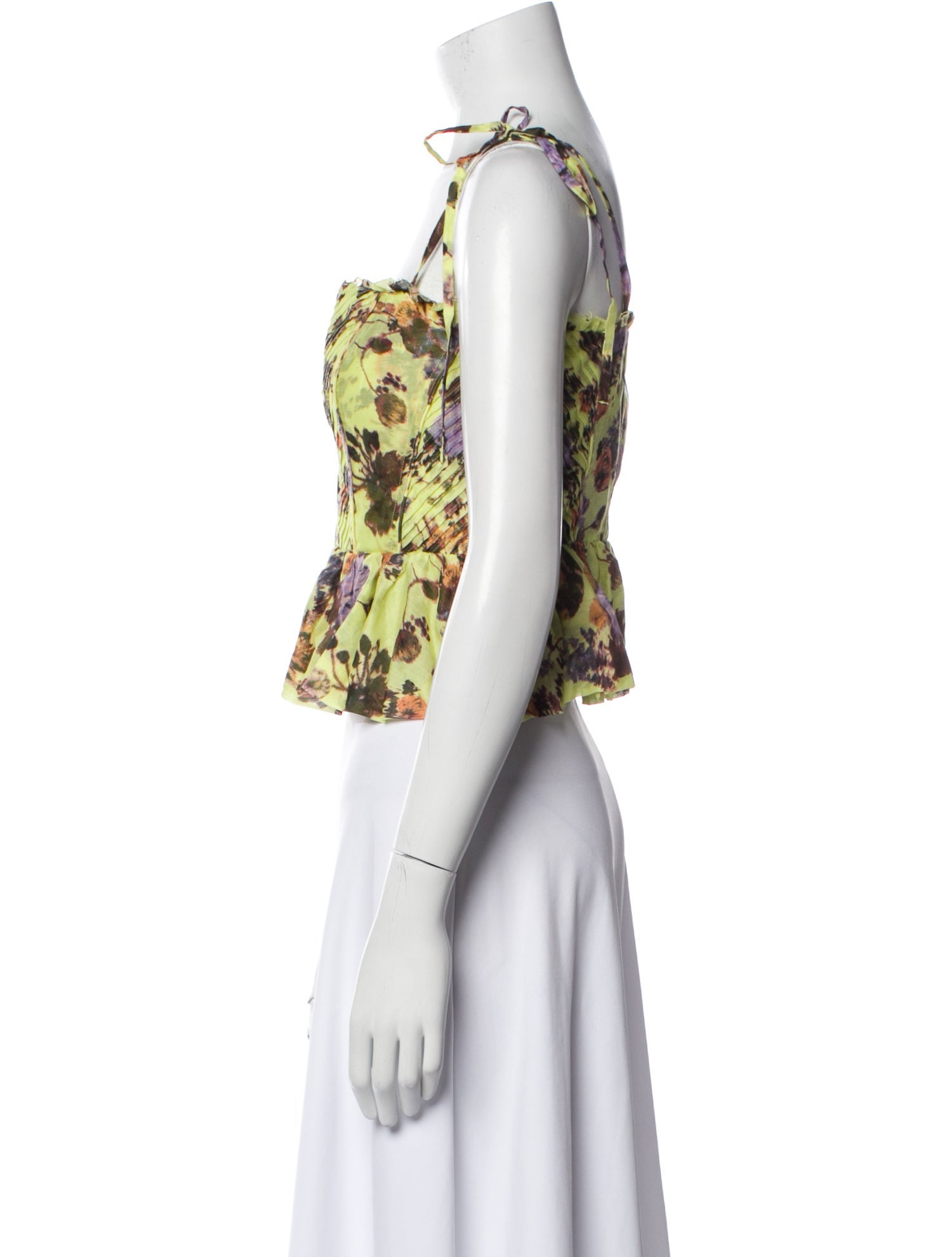 Ulla Johnson Floral Print Square Neckline Crop Top