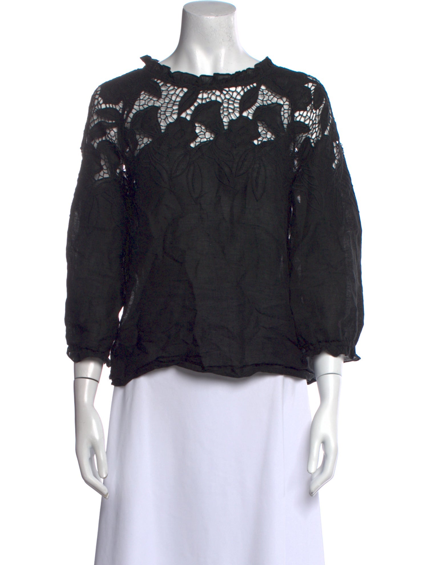 Ulla Johnson Linen Lace Pattern Blouse