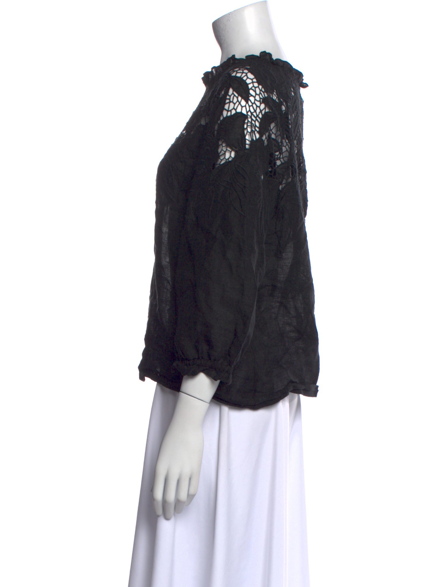 Ulla Johnson Linen Lace Pattern Blouse