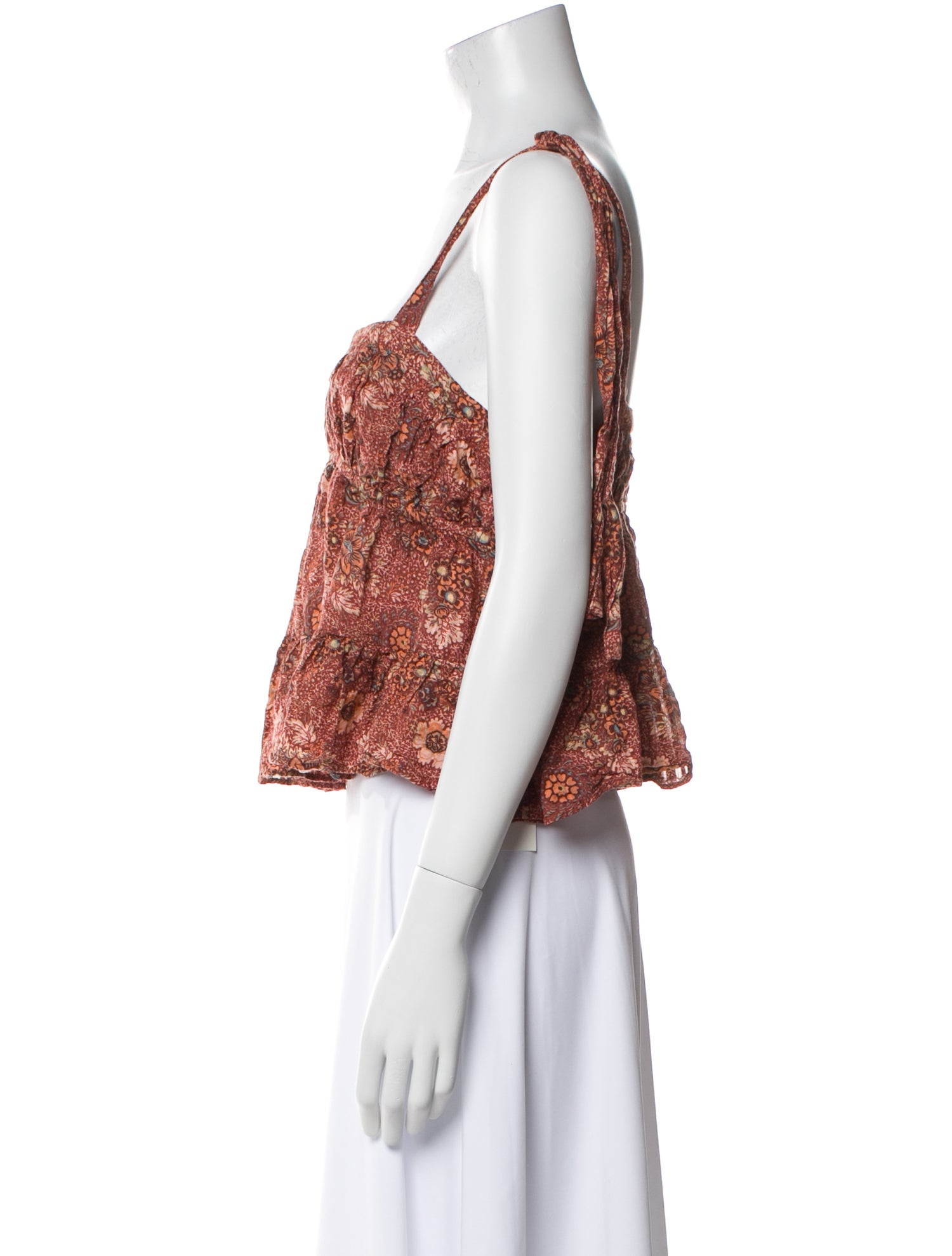 Ulla Johnson Floral Print Square Neckline Crop Top