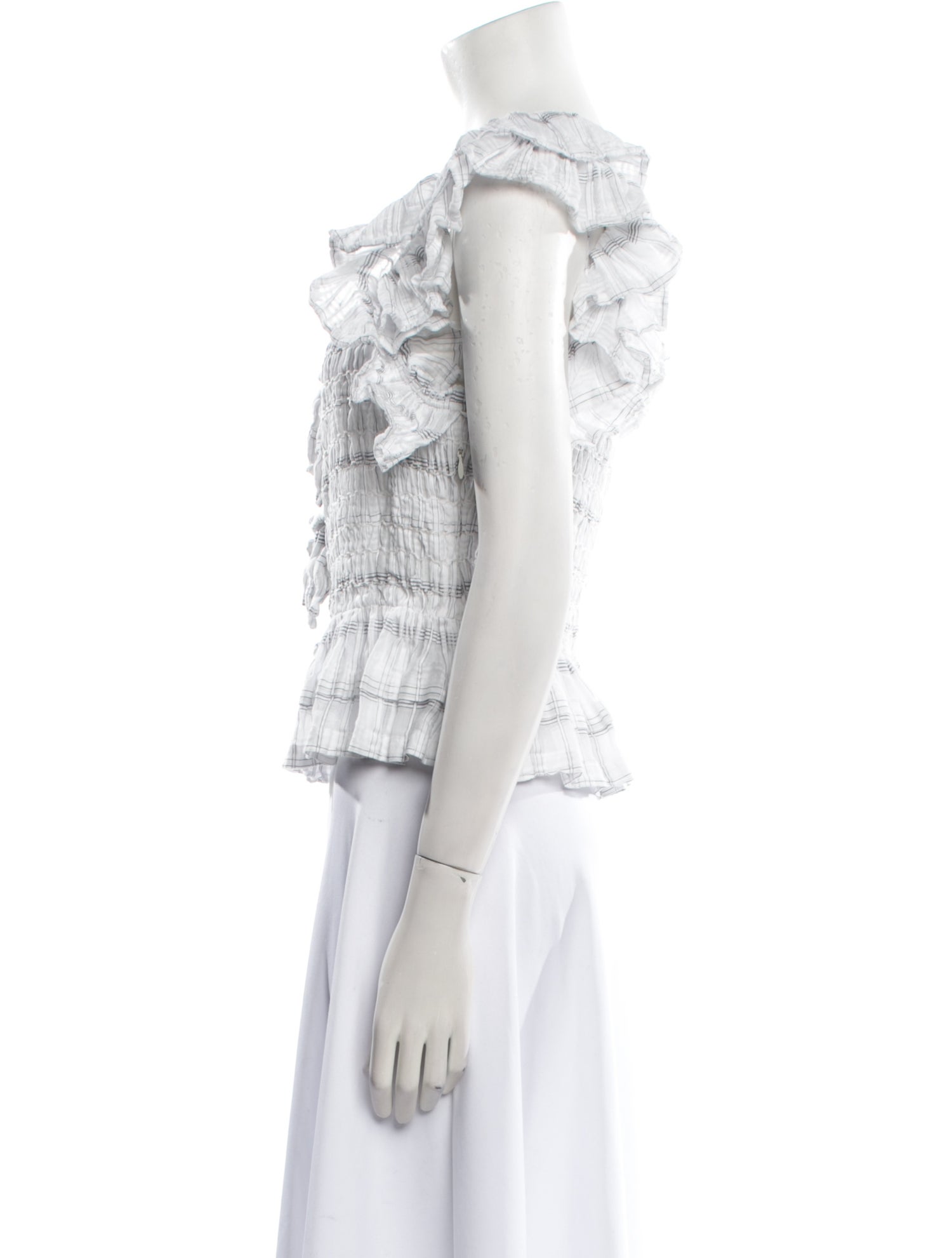 Ulla Johnson Plaid Print Square Neckline Crop Top