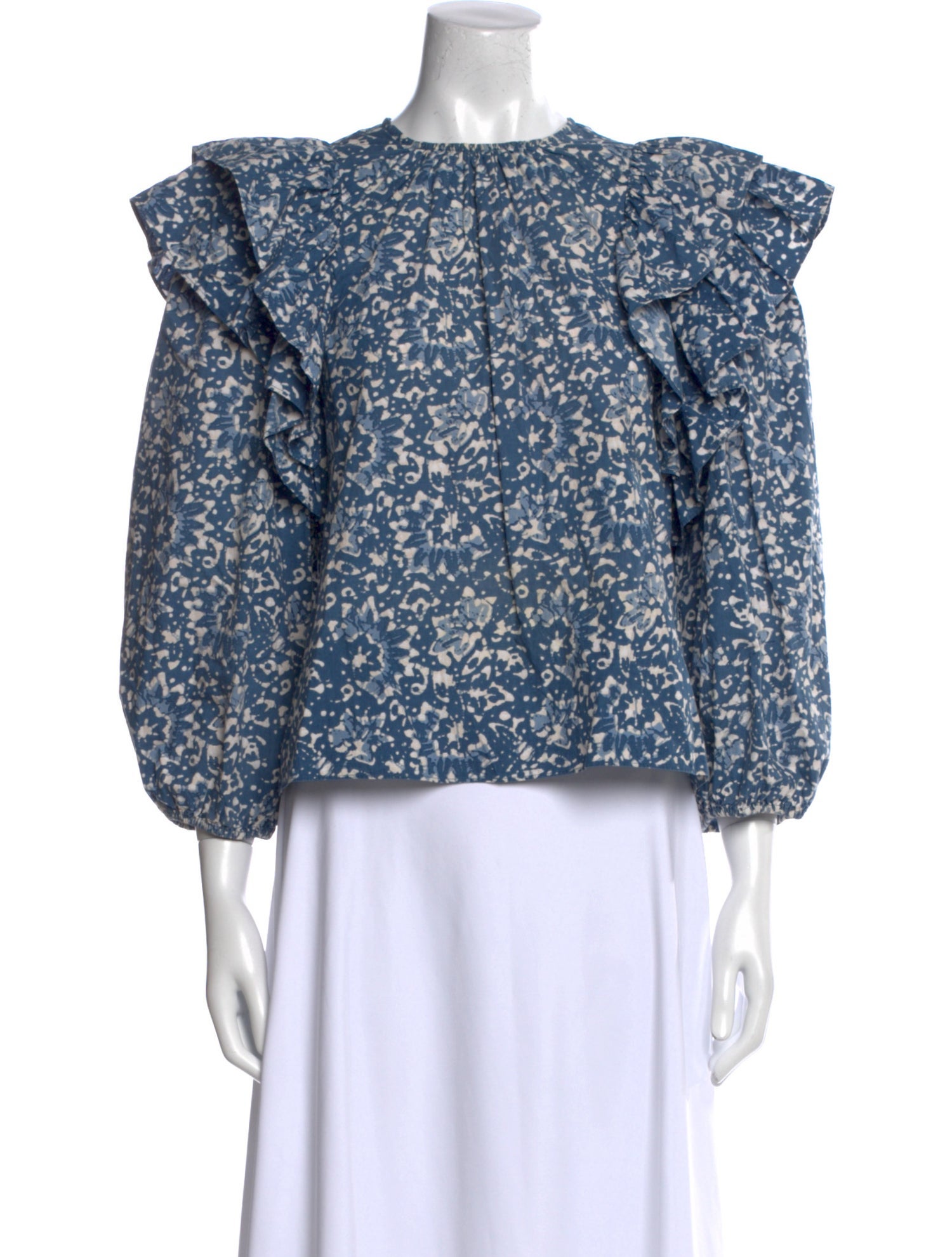 Ulla Johnson Floral Print Crew Neck Blouse