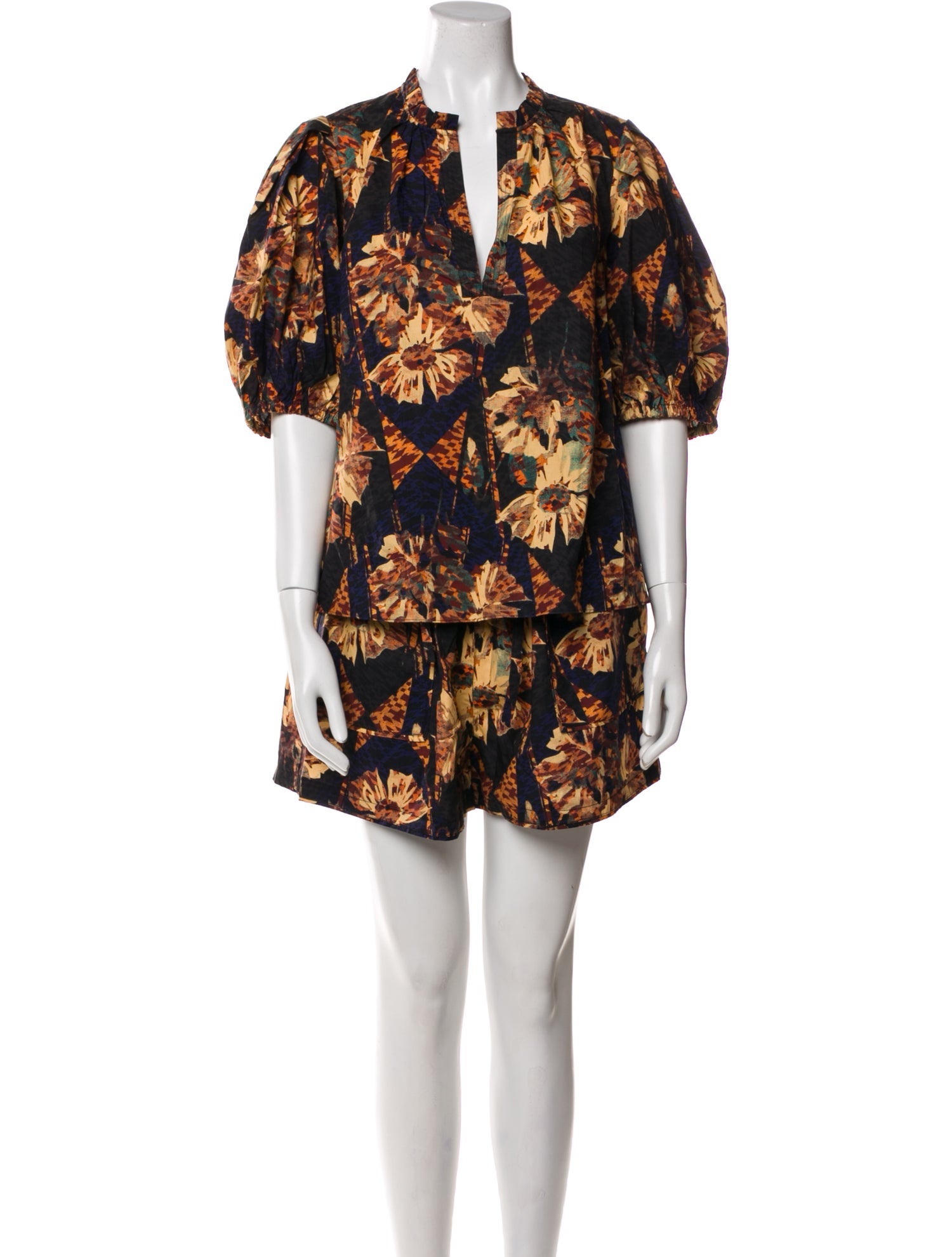 Ulla Johnson Floral Print Ruffle Embellishment Short Set