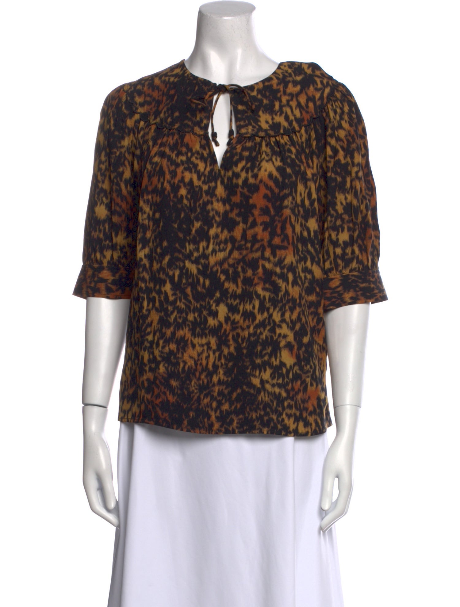 Ulla Johnson Animal Print V-Neck Blouse