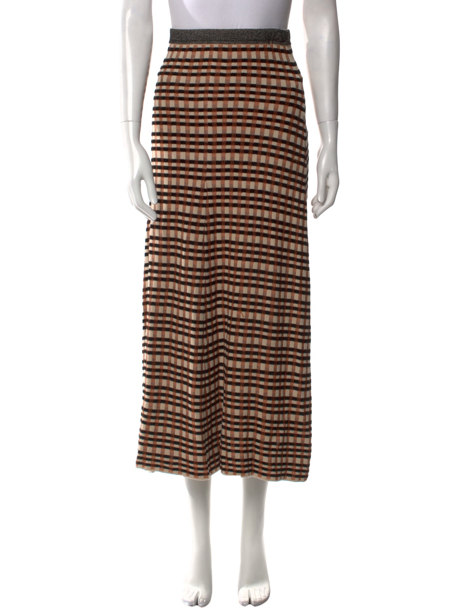 Ulla Johnson Plaid Print Midi Length Skirt