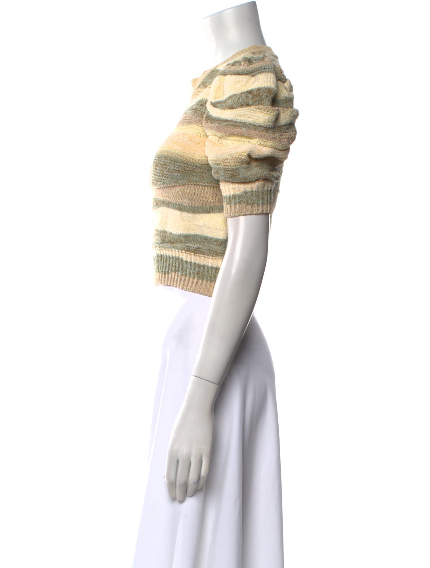 Ulla Johnson Striped Crew Neck Crop Top