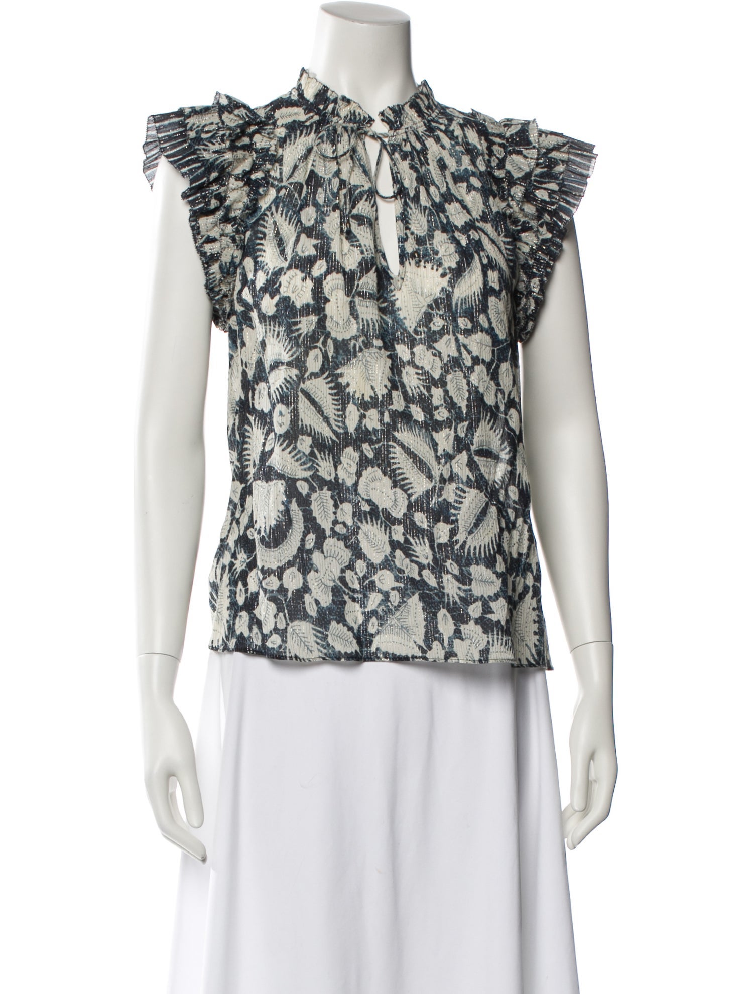 Ulla Johnson Floral Print Mock Neck Blouse