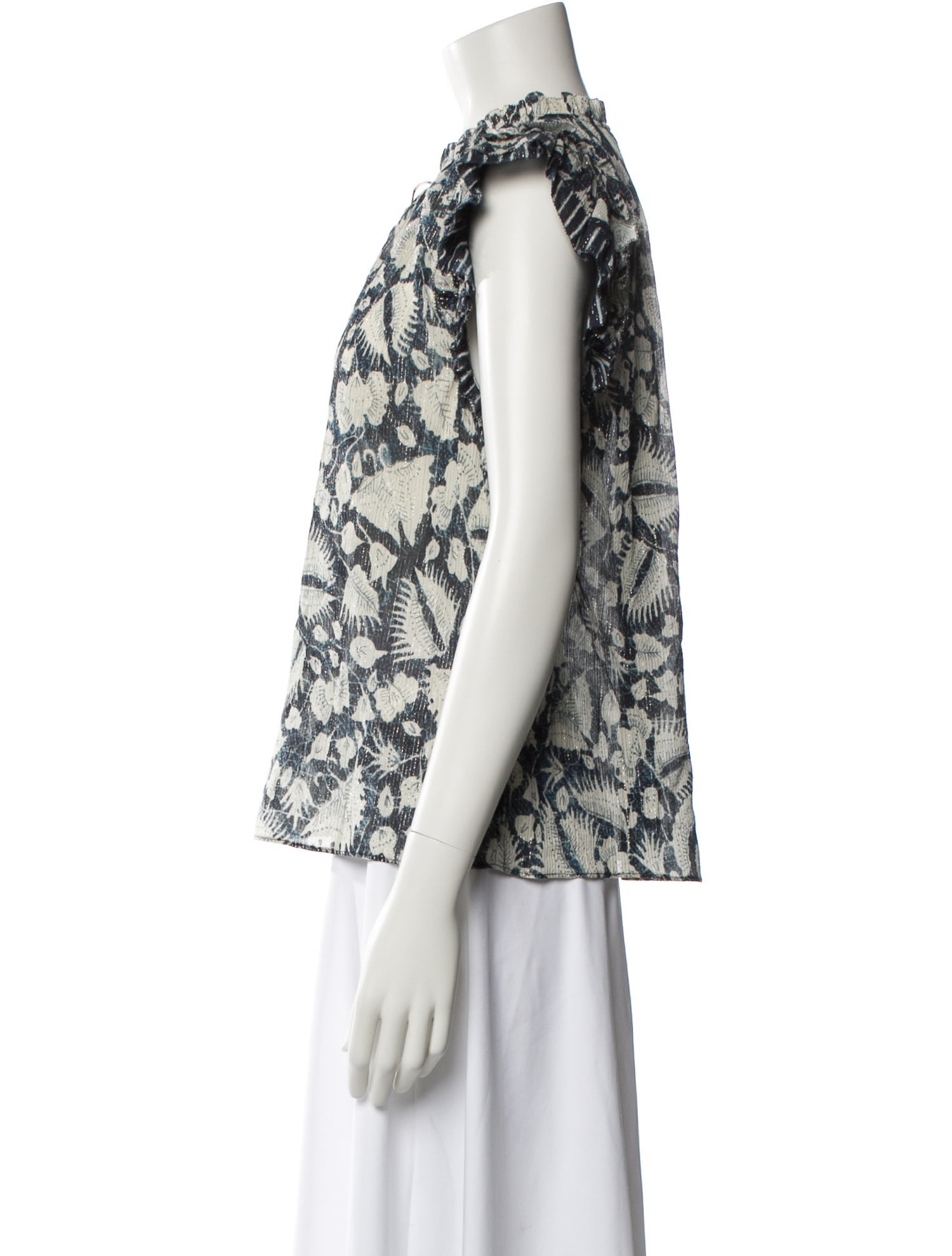 Ulla Johnson Floral Print Mock Neck Blouse